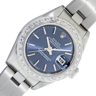 Rolex Lady Datejust Quick-Set Steel and 18K Gold Blue Index Dial Diamo