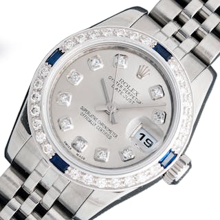 Rolex Ladies Datejust Steel and 18 karat Gold Silver Diamond Watch 179
