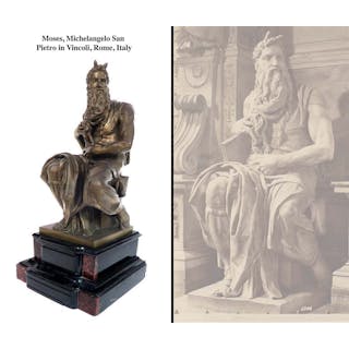 19th C. Bronze Figure of The Seated Moses, Signed "F. Barbedienne