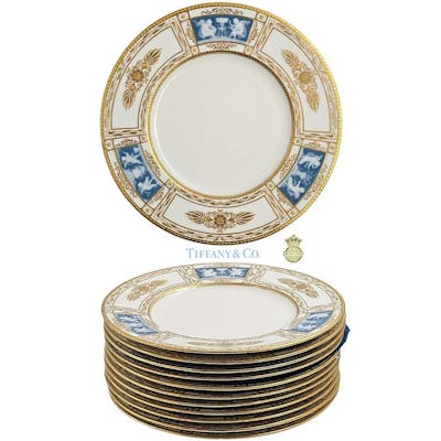 Twelve Mintons, Tiffany & Co. Pate-Sur-Pate Diner Plates