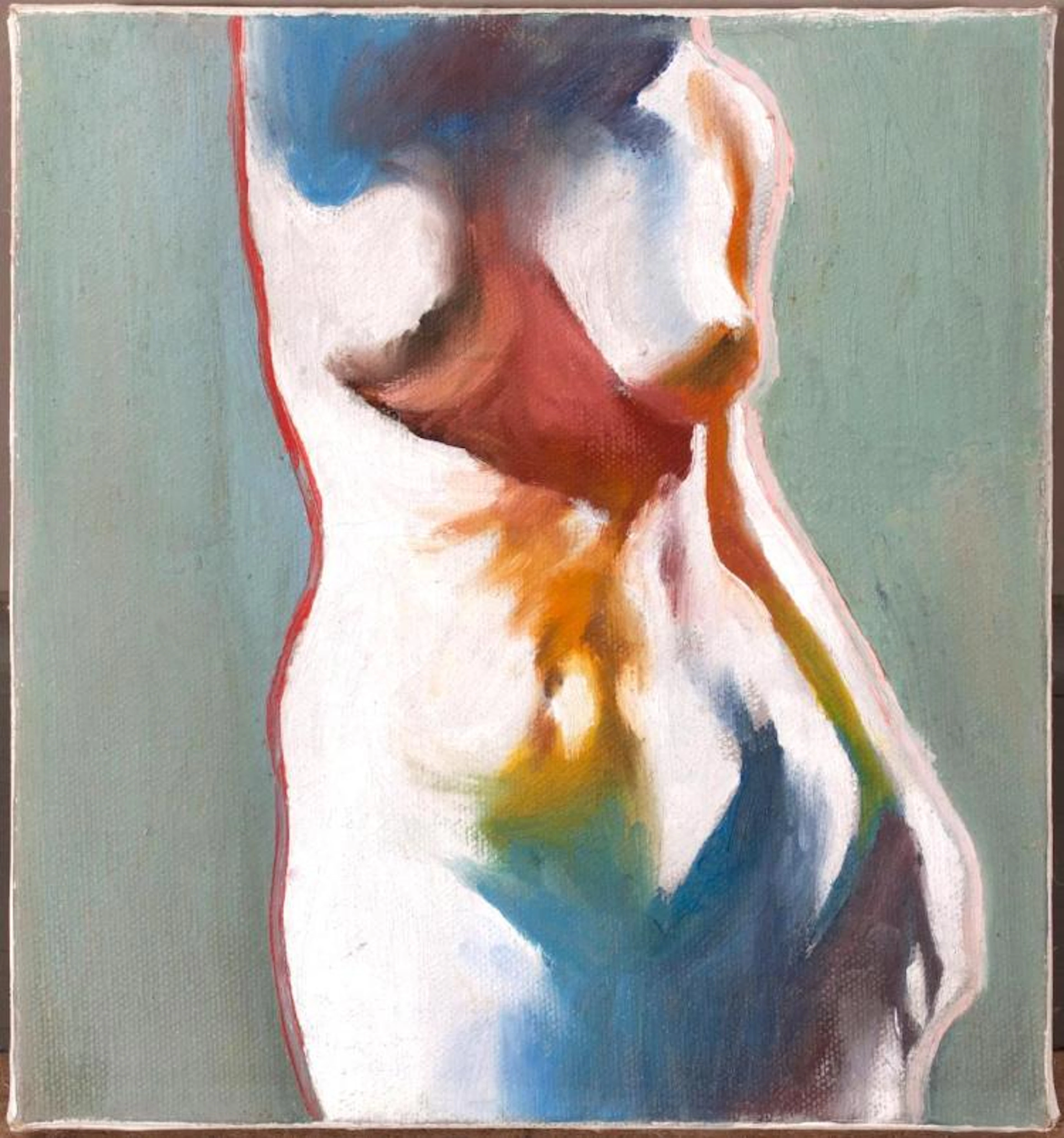Mark Tansey, Am. b. 1949, Nude, Oil on canvas, 6 5/8" x 7 1/8"