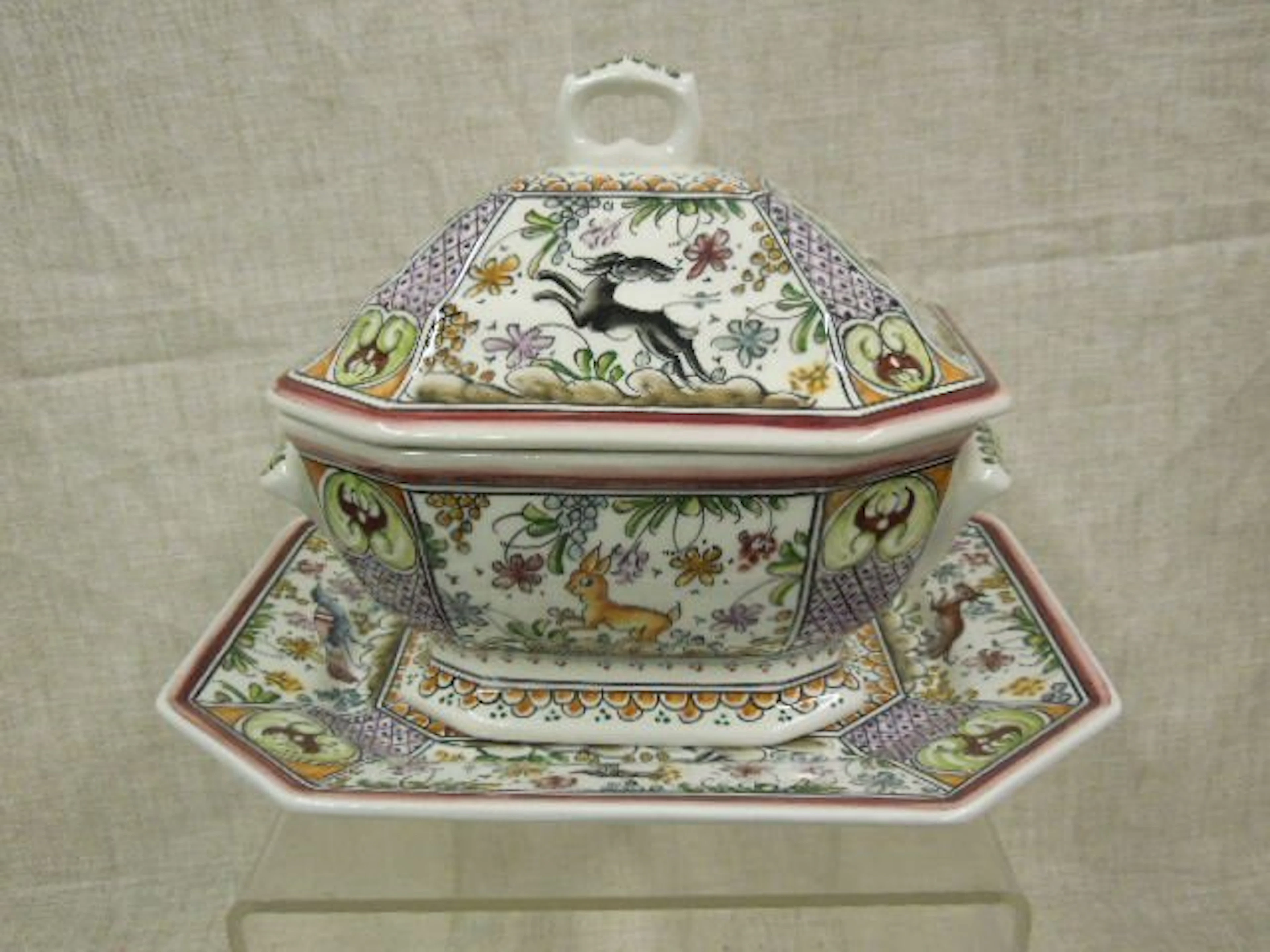Portuguese Pottery Tureen & Underplate