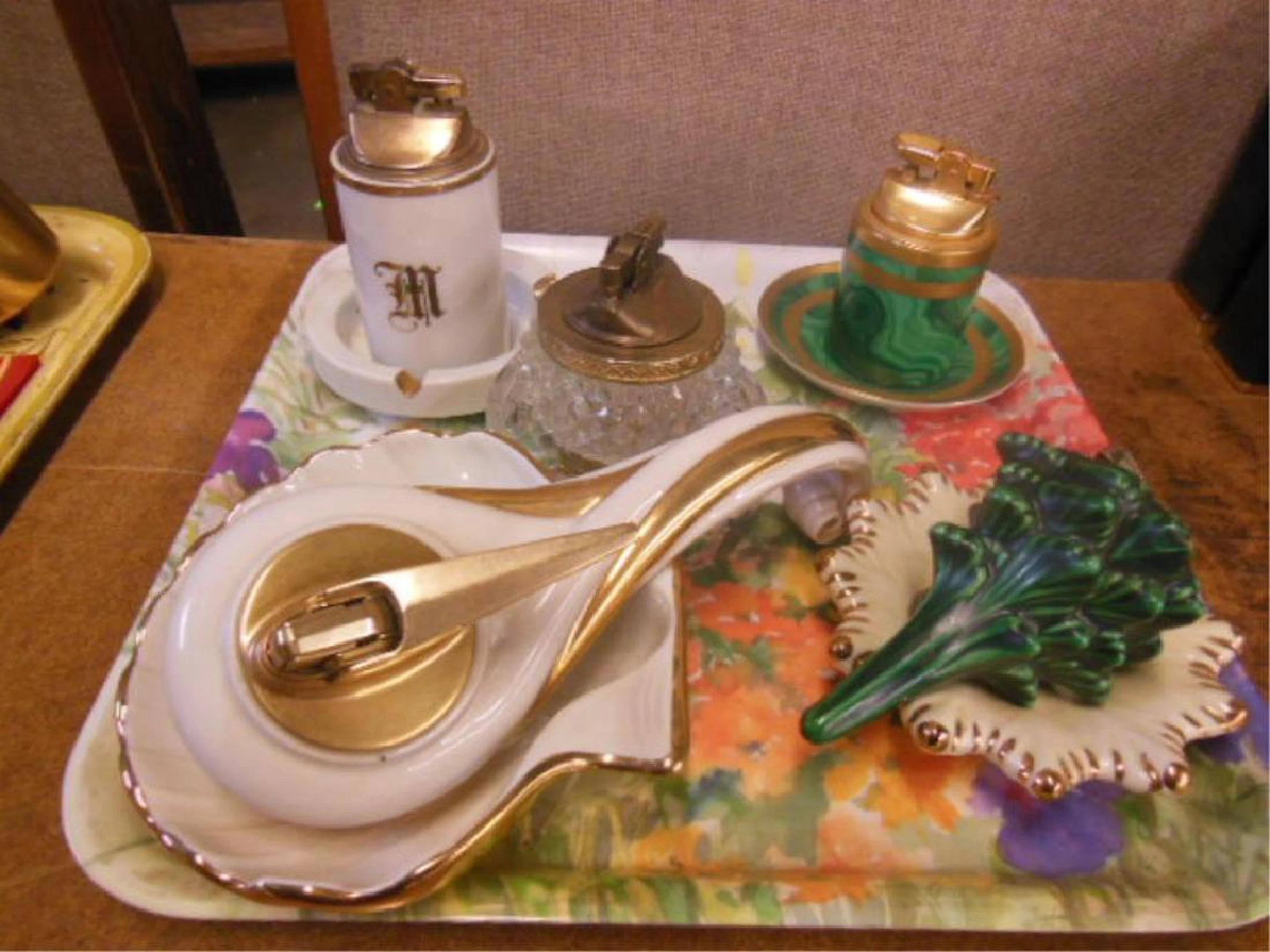 5 Vintage Ashtray and Lighter Sets