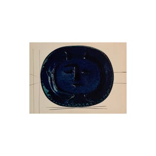 Vintage Ceramic Print "Blue Portrait" - After Picasso