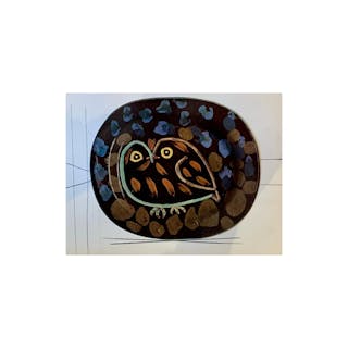 Vintage Ceramic Print "Owl" - After Picasso