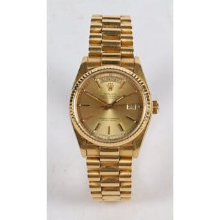 A Rolex Oyster Perpetual Day-Date 18 carat gold gentleman's ...