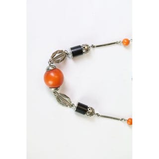 A 1930's Bauhaus Chrome and Bakelite necklace, attributed to...