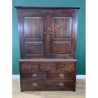 An 18th Century oak Bacon Cupboard with pair of panelled doo...
