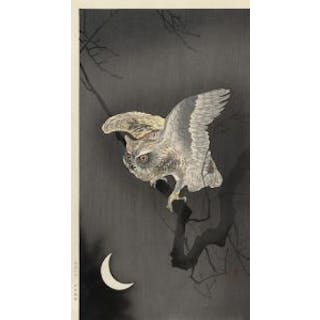 Moon and Horned Owl - Koson Ohara