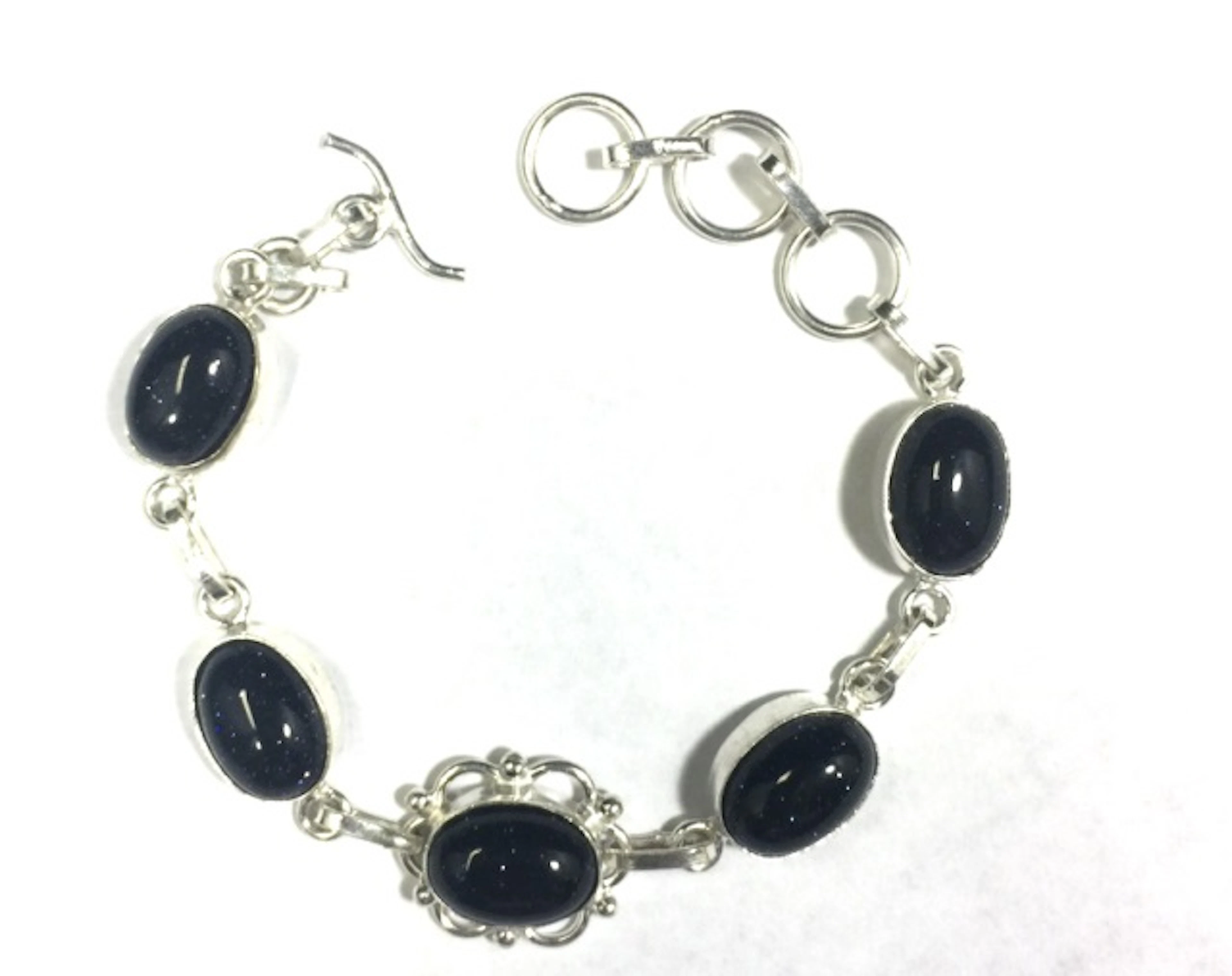 UNIQUE 25CT SUNSTONE DECO STERLING BRACELET