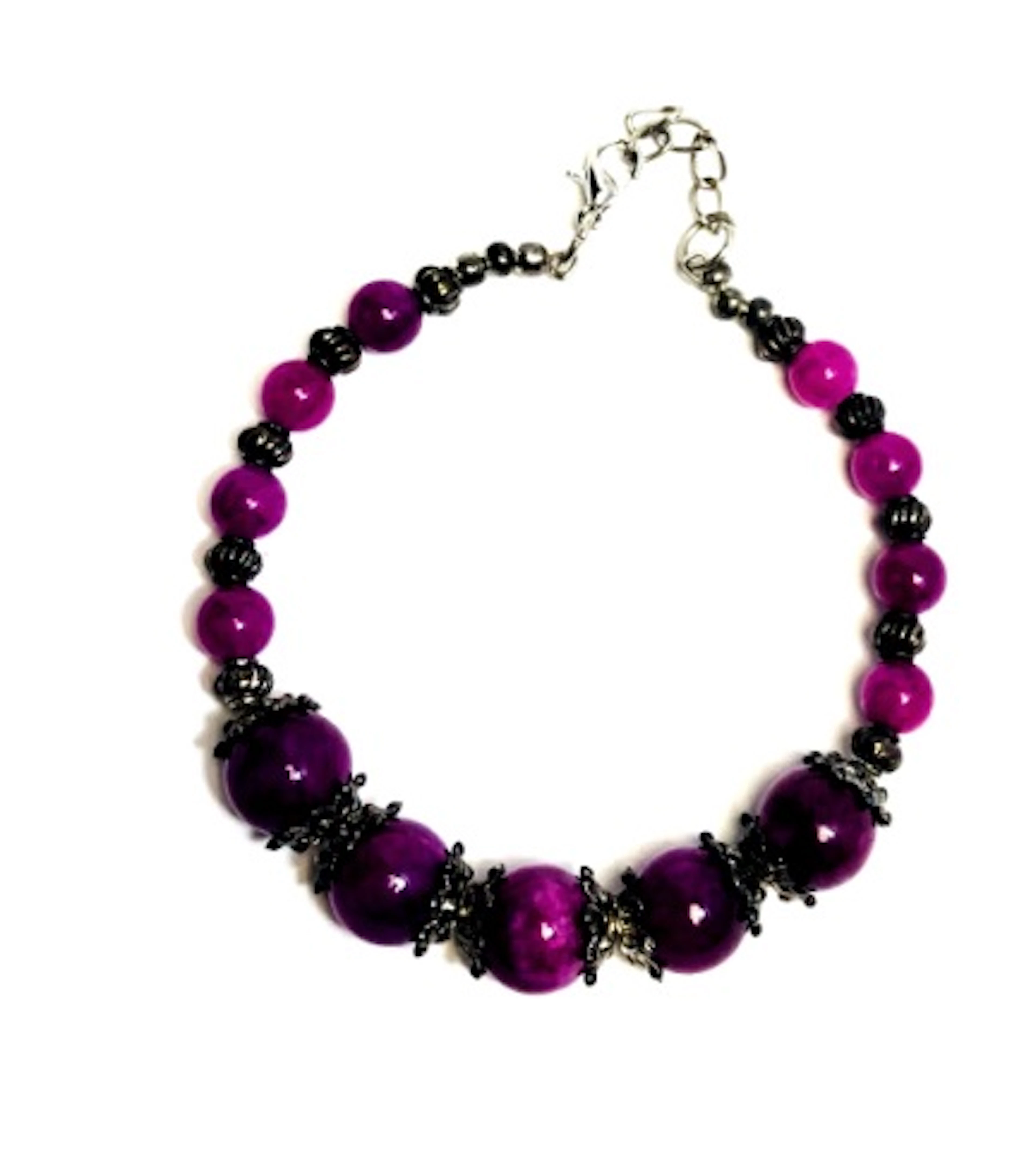DEEP CHAROITE BEADED GEMSTONE BRACELET