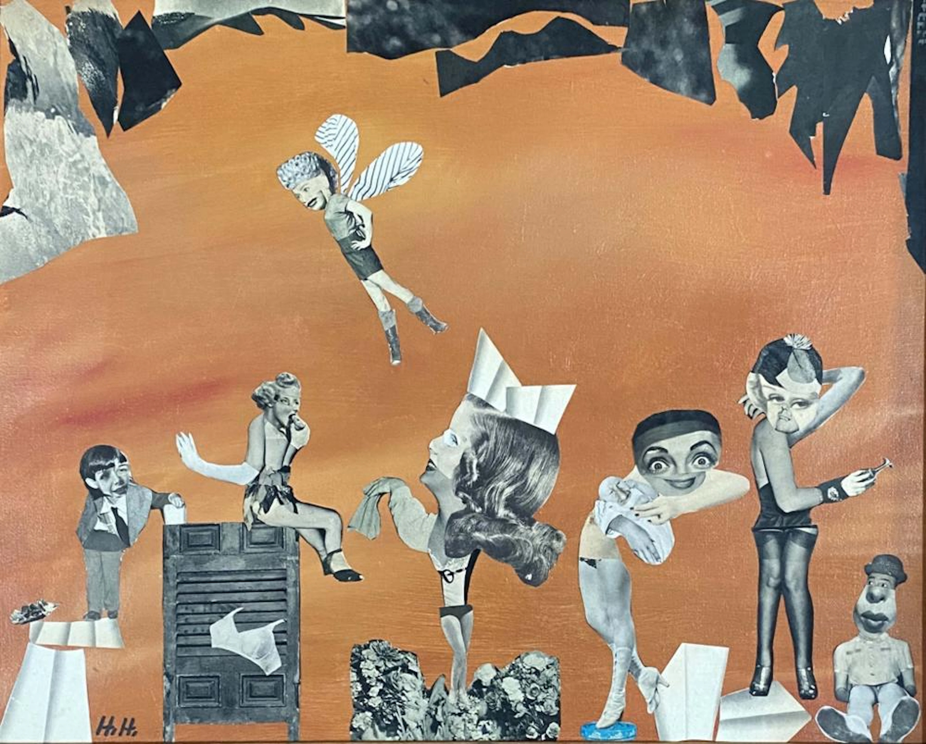 HANNAH HOCH ABSRACT COLLAGE ON CANVAS V$1000