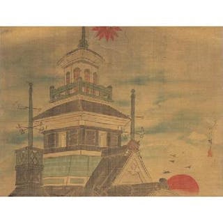 第一銀行図 (Dai–Ichi Bank) 三代 歌川 広重 (Hiroshige Utagawa III)