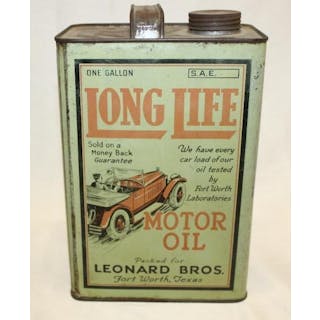 Graphic Long Life 1 Gallon Motor Oil Can