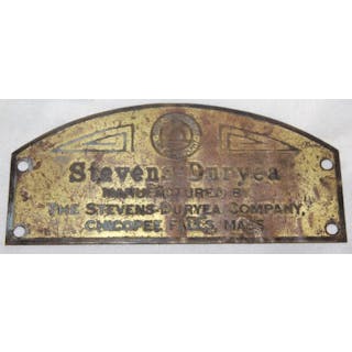 1910 Stevens Duryea Brass Emblem Badge