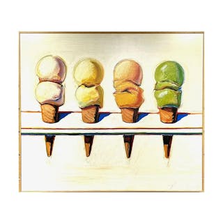 Wayne Thiebaud "Four Ice Cream Cones, 1964" Art Block Print