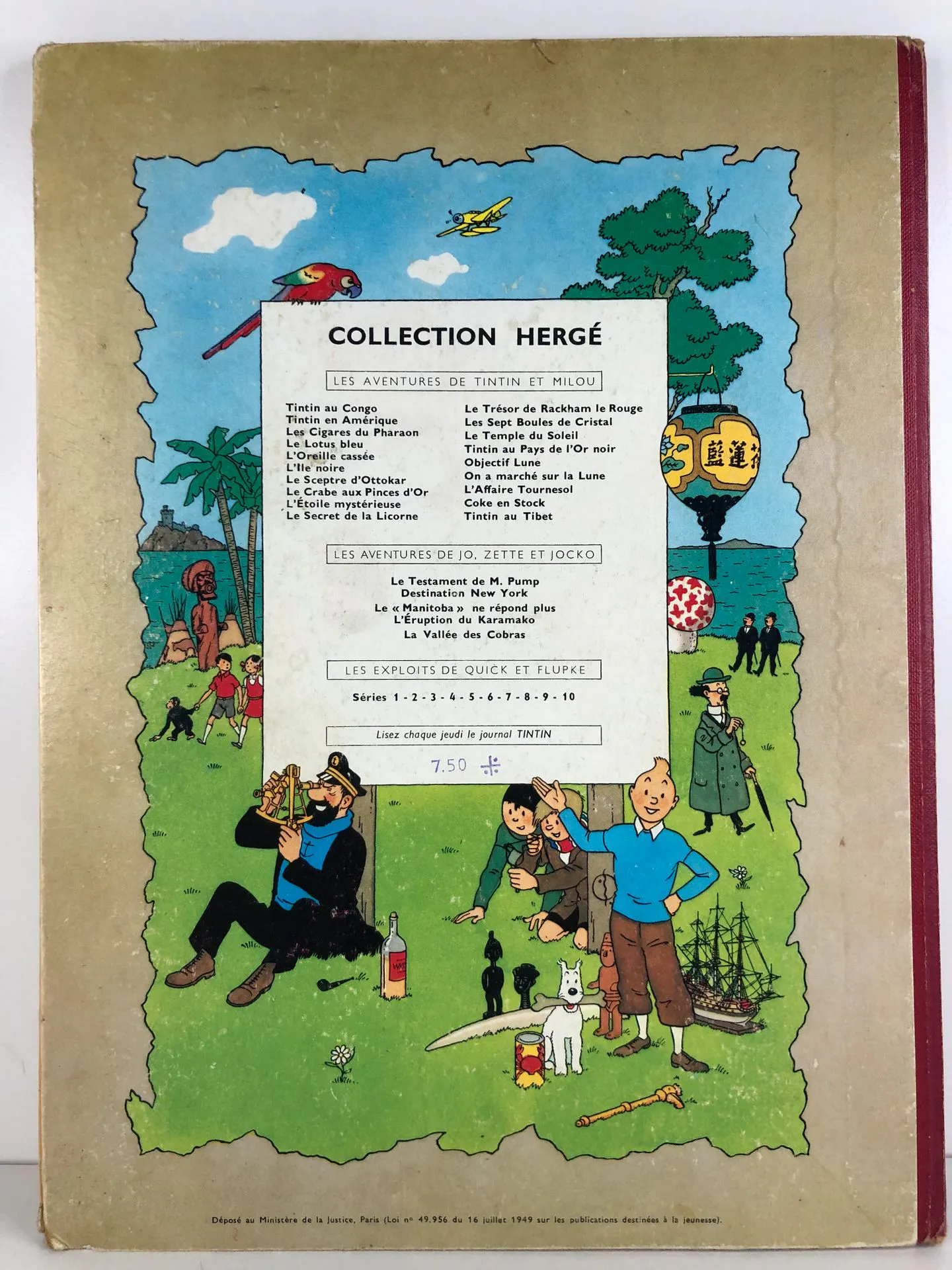 Coupon Tissu Tintin Vintage 98x103 Cm - Hergé 1993 - Coton Imprimé