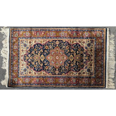 Oriental Middle Eastern Silk Wool Rug Carpet Blue