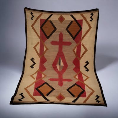 Large Navajo Woven Wool Rug C. 1915-1930