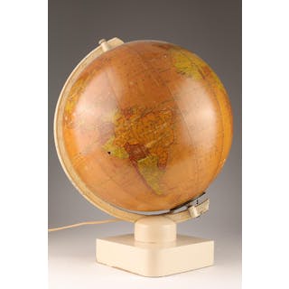 Art Deco Cram Glass Atlas Terrestrial Globe Light