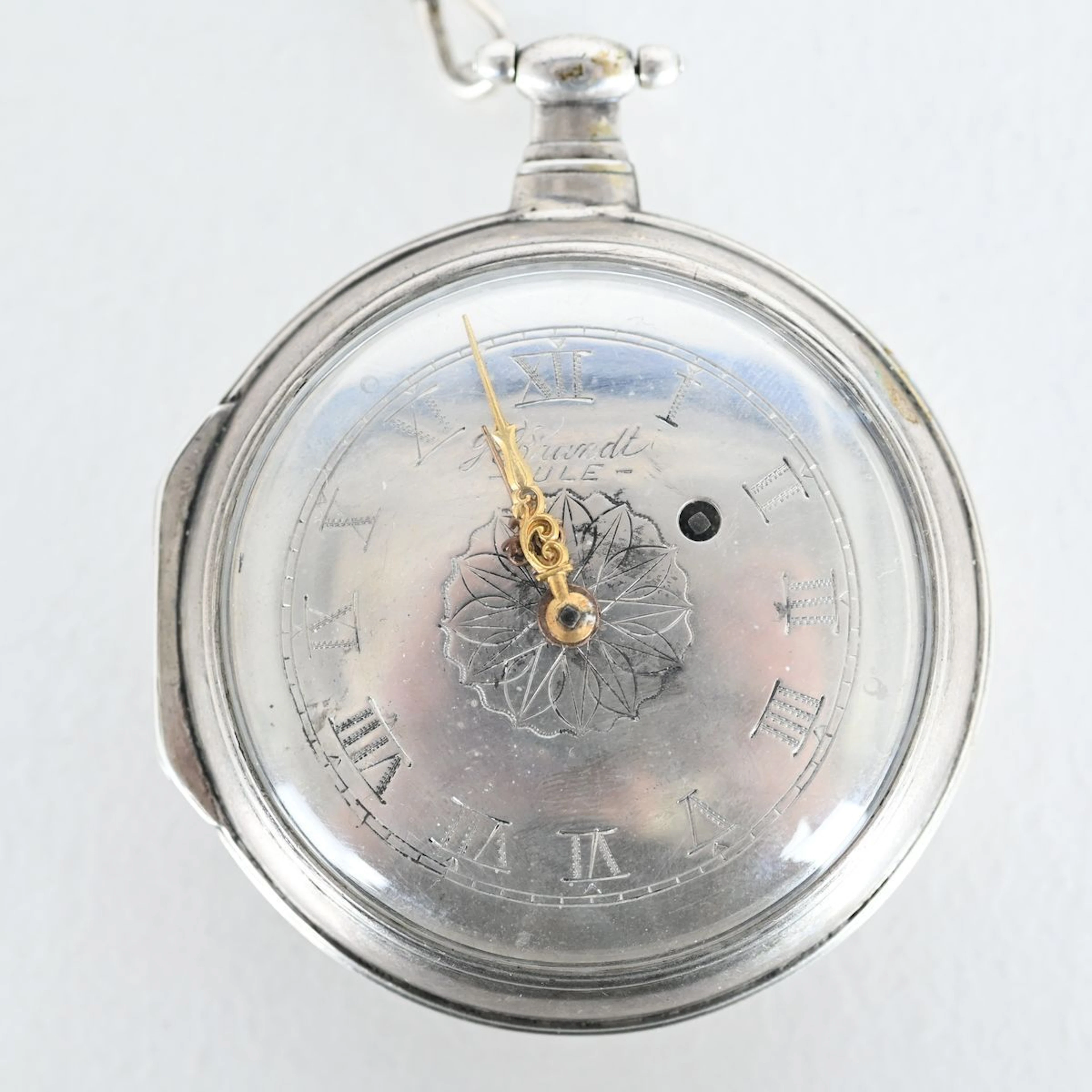 Antikt spindelur, Erik Johan Brandt Luleå 1846, silver