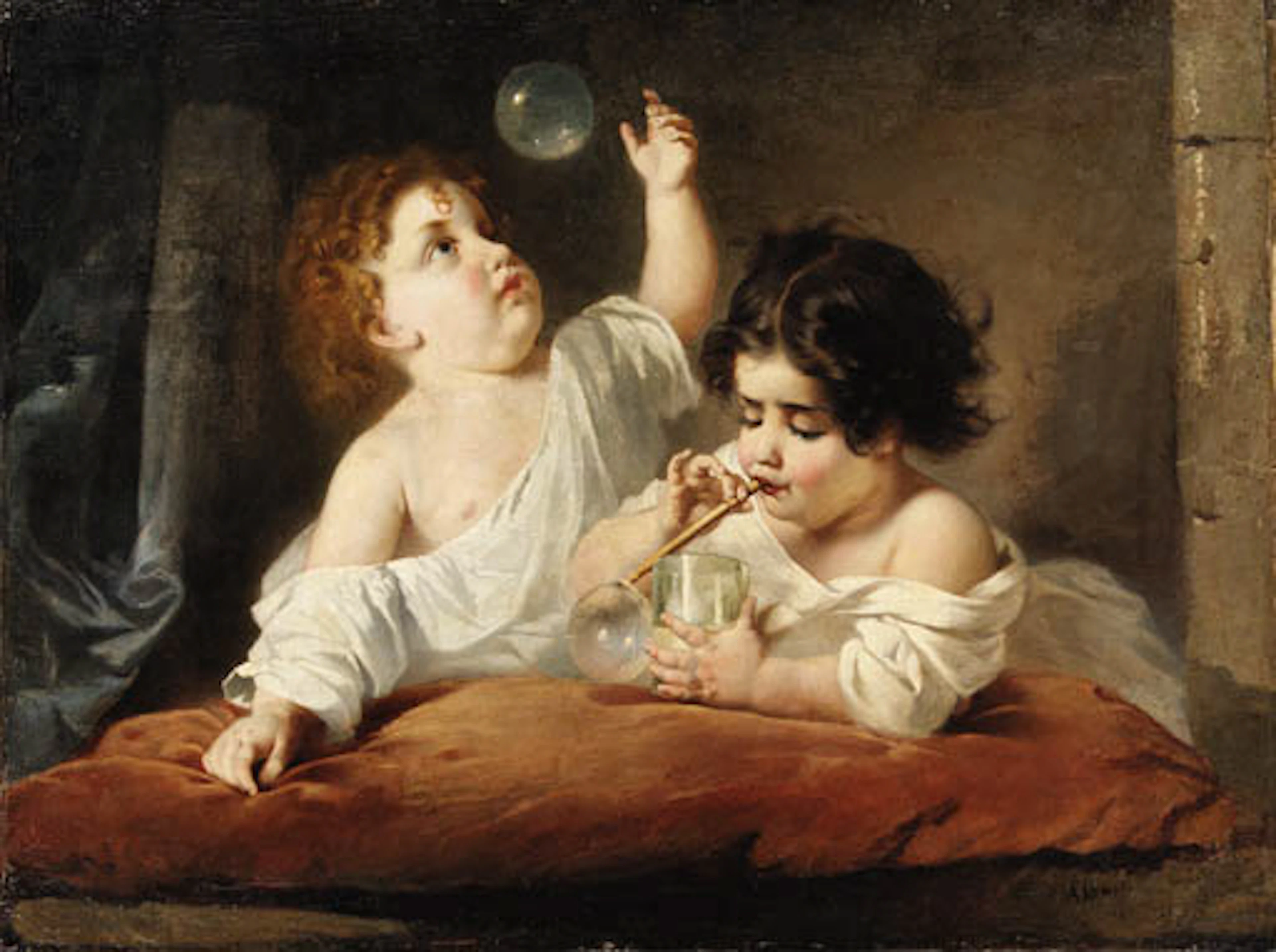 Children blowing bubbles