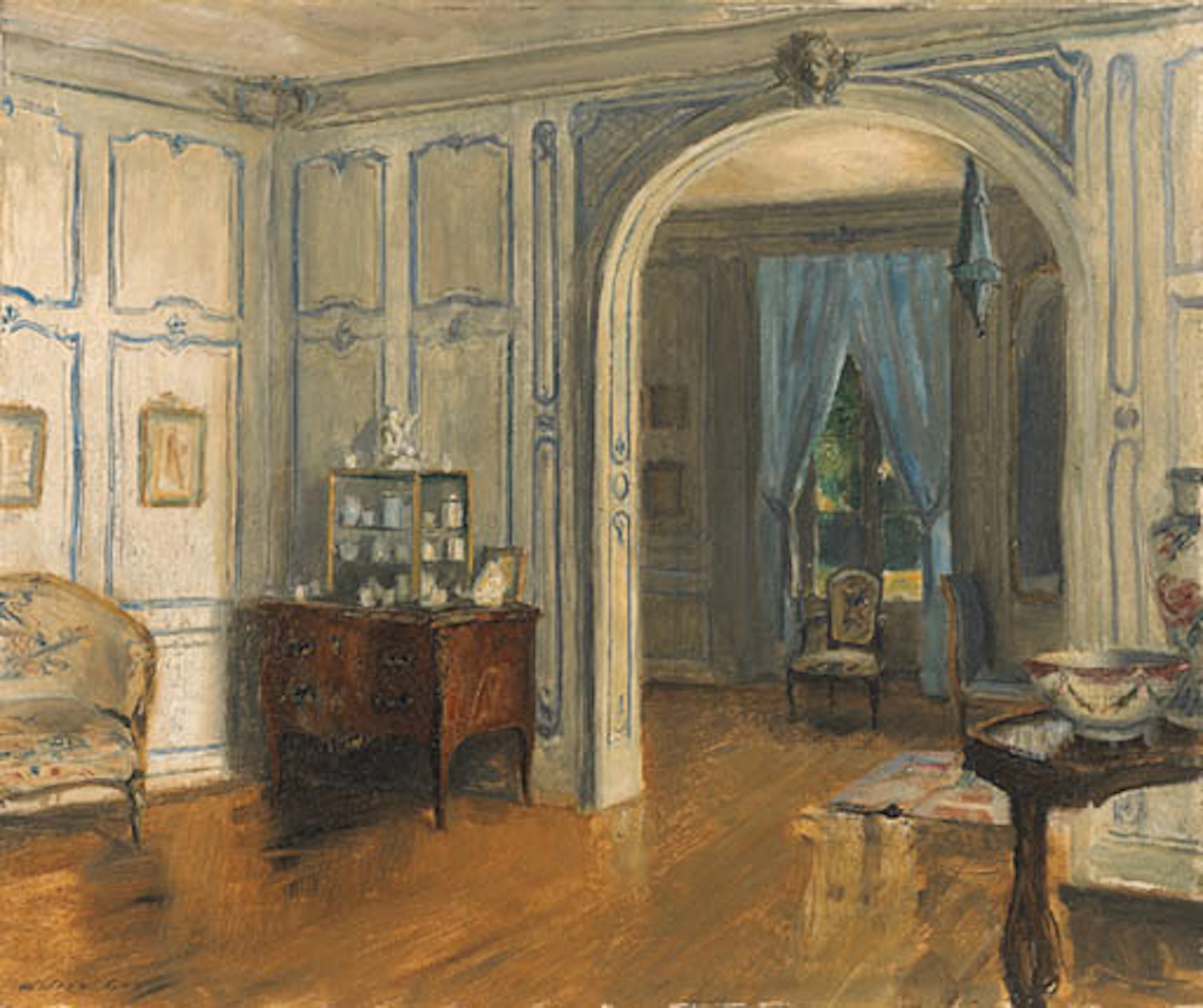 'LE SALON CARR DE LA VILLA TRIANON', AN OIL ON CANVAS PAINTING