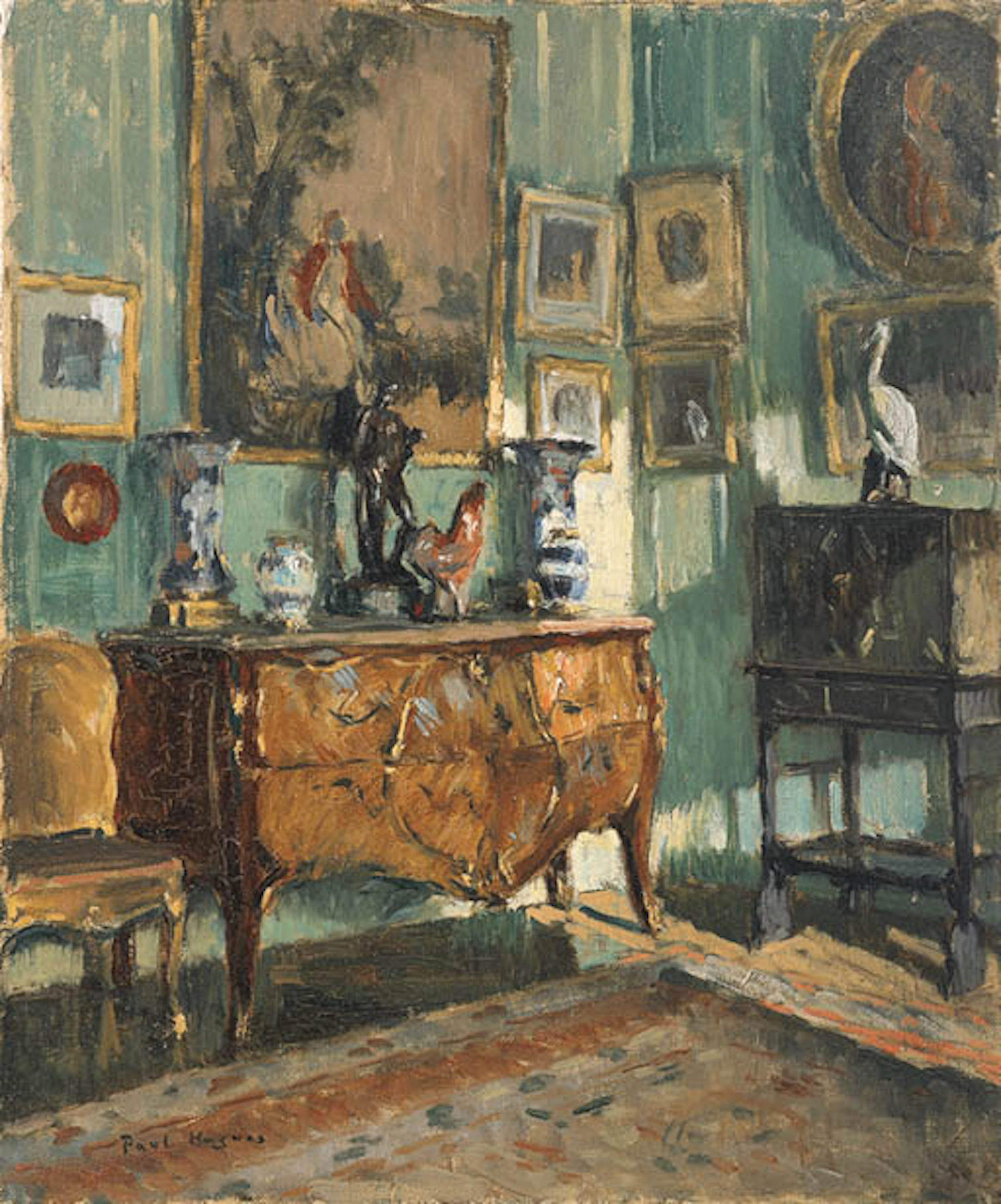 'INTERIEUR LA COMMODE', AN OIL ON CANVAS PAINTING