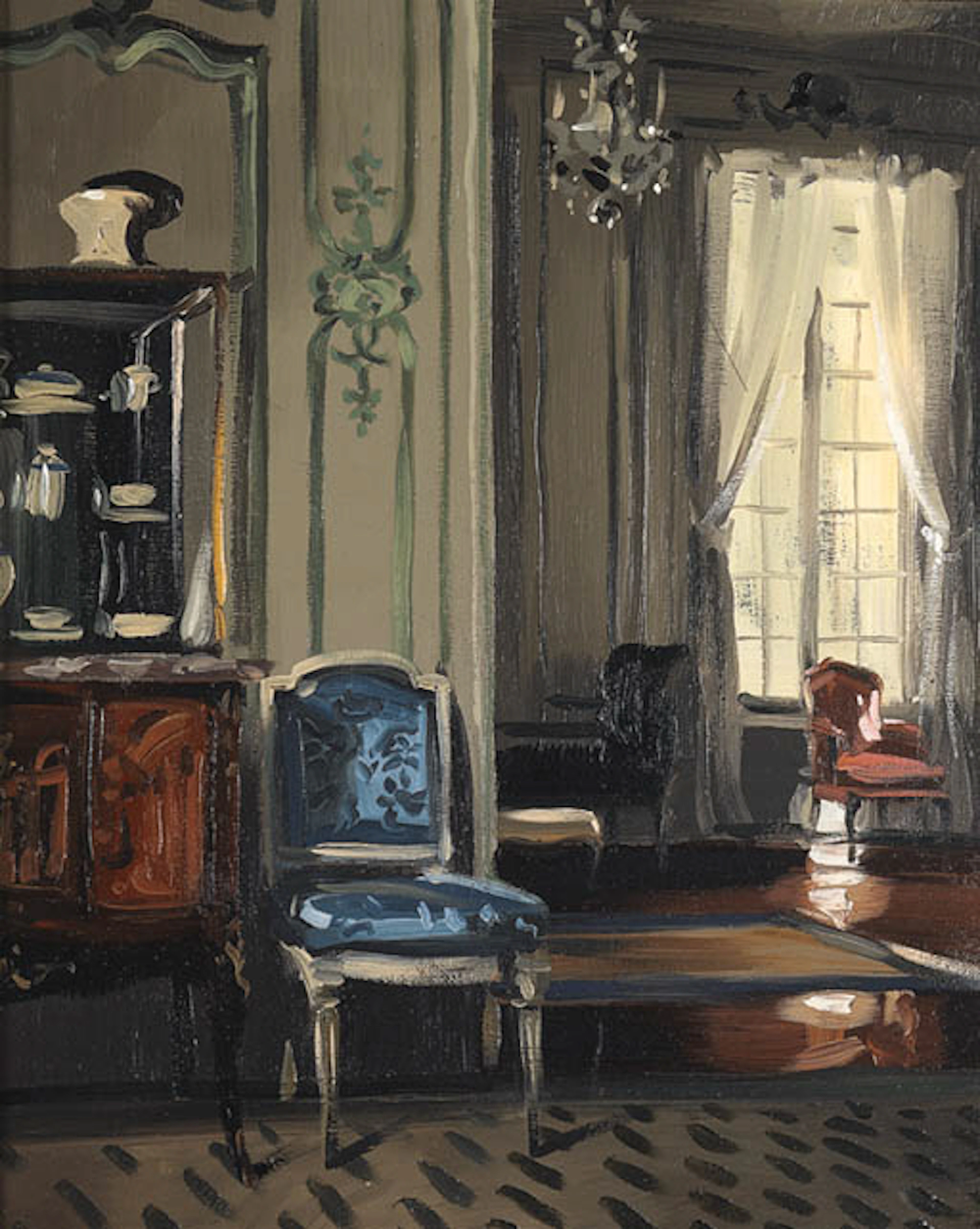 'THE SALON, 'VILLA TRIANON'', AN OIL ON CANVAS PAINTING