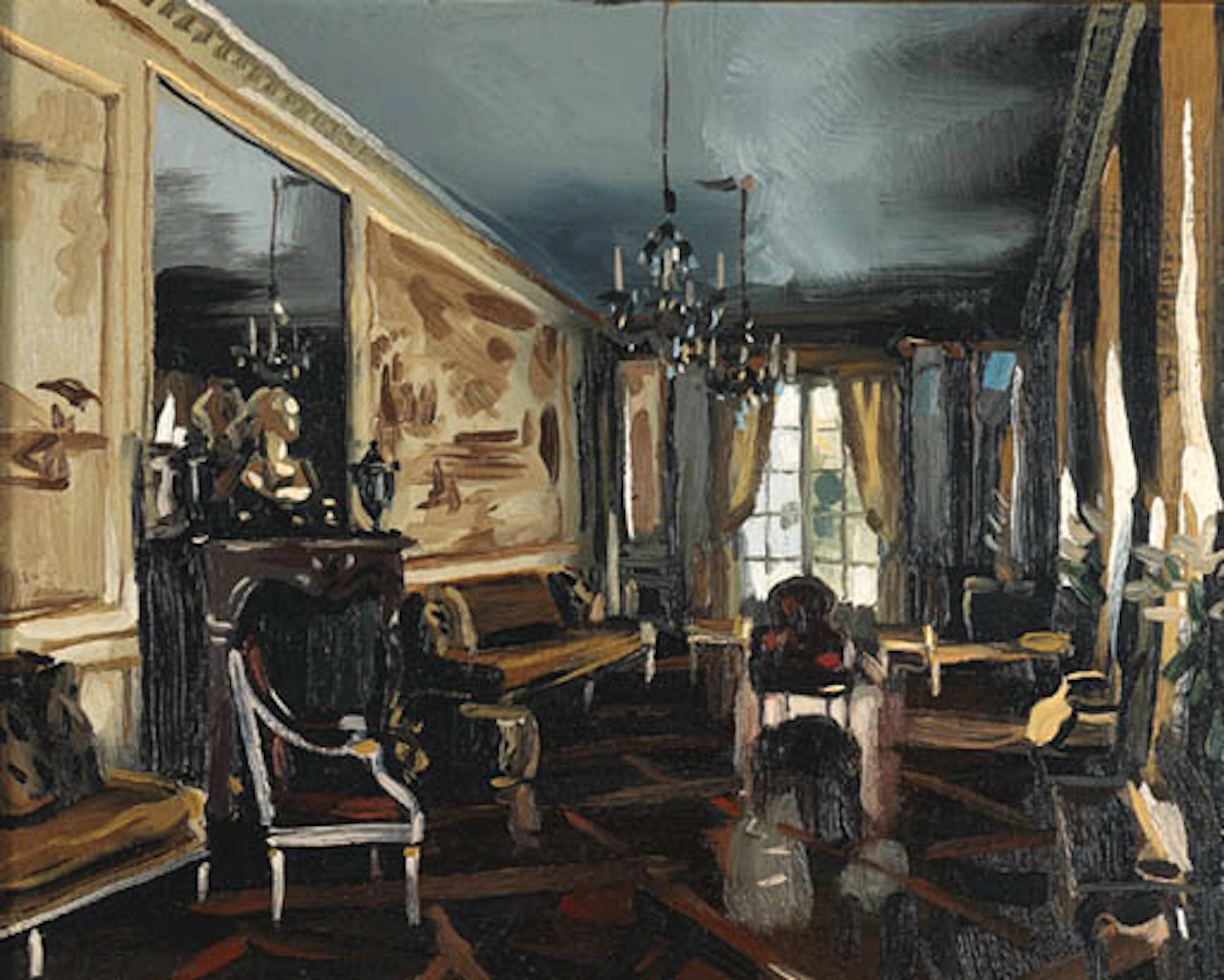 ''VILLA TRIANON', THE LONG GALLERY', AN OIL ON CANVAS PAINTING