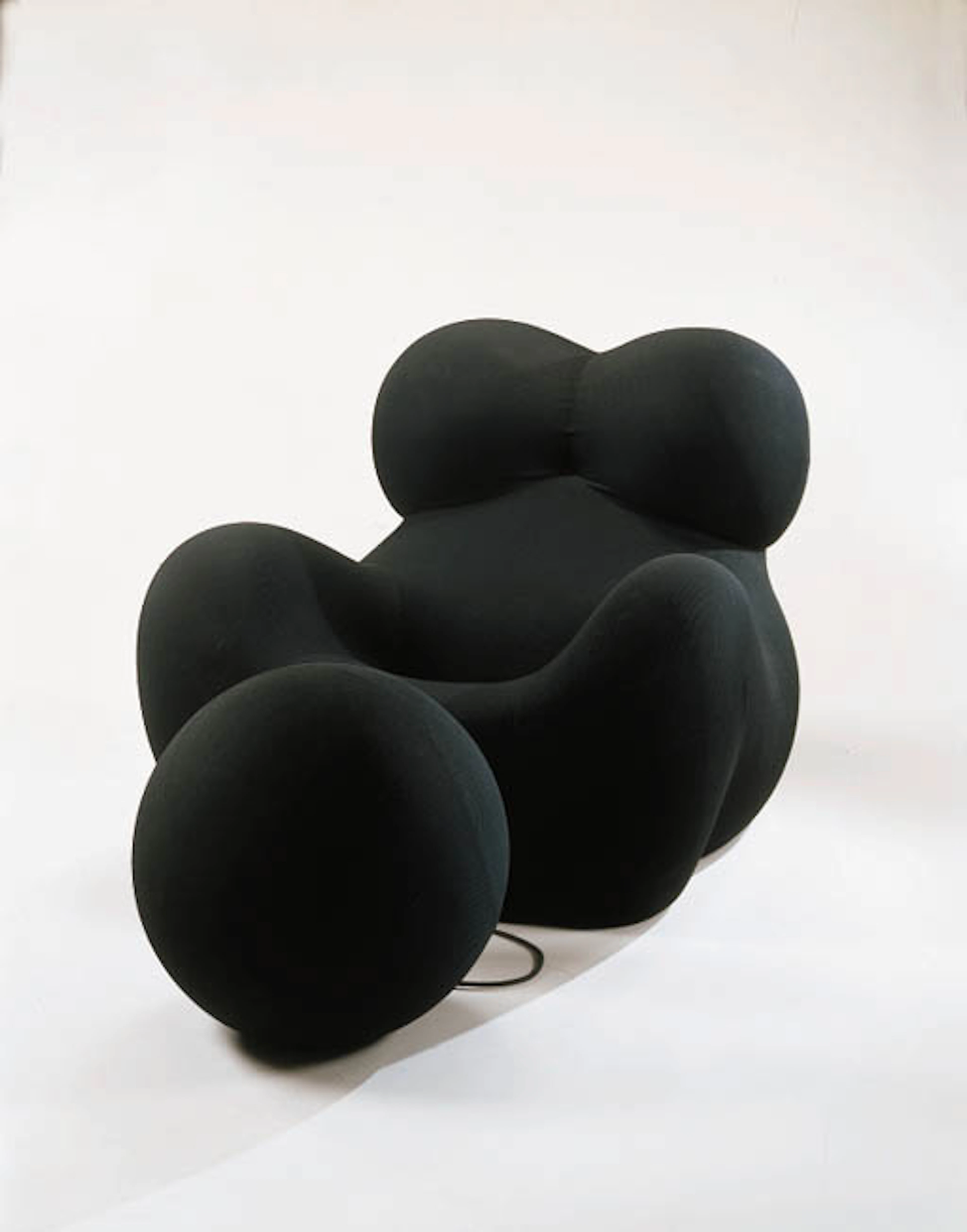 'UP5' 'DONNA' AND 'UP6' EXPANDED POLYURETHANE FOAM AND BLACK STRETCH FABRIC LOUNGE CHAIR AND OTTOMAN