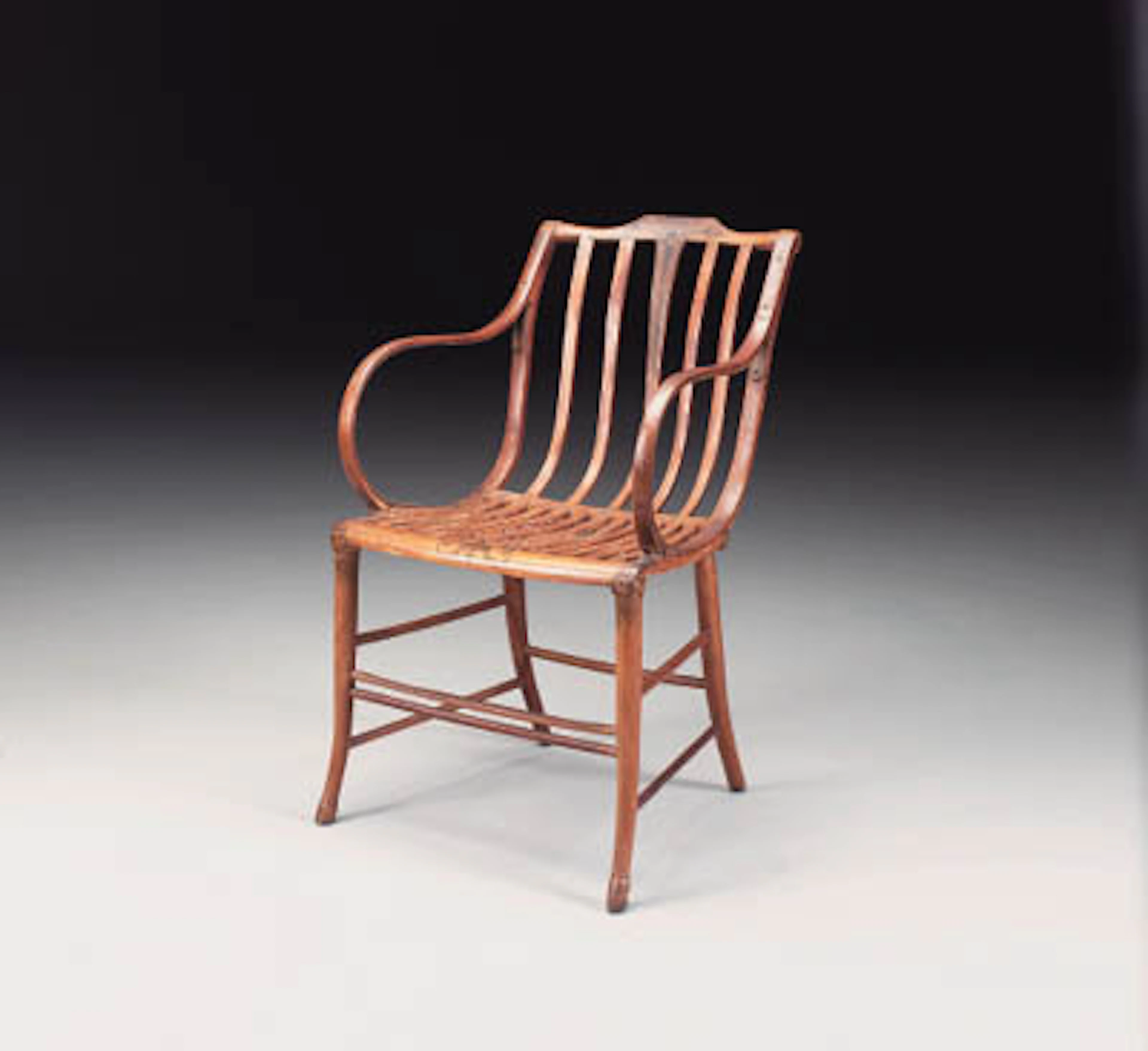 A PAINTED BENTWOOD ARMCHAIR