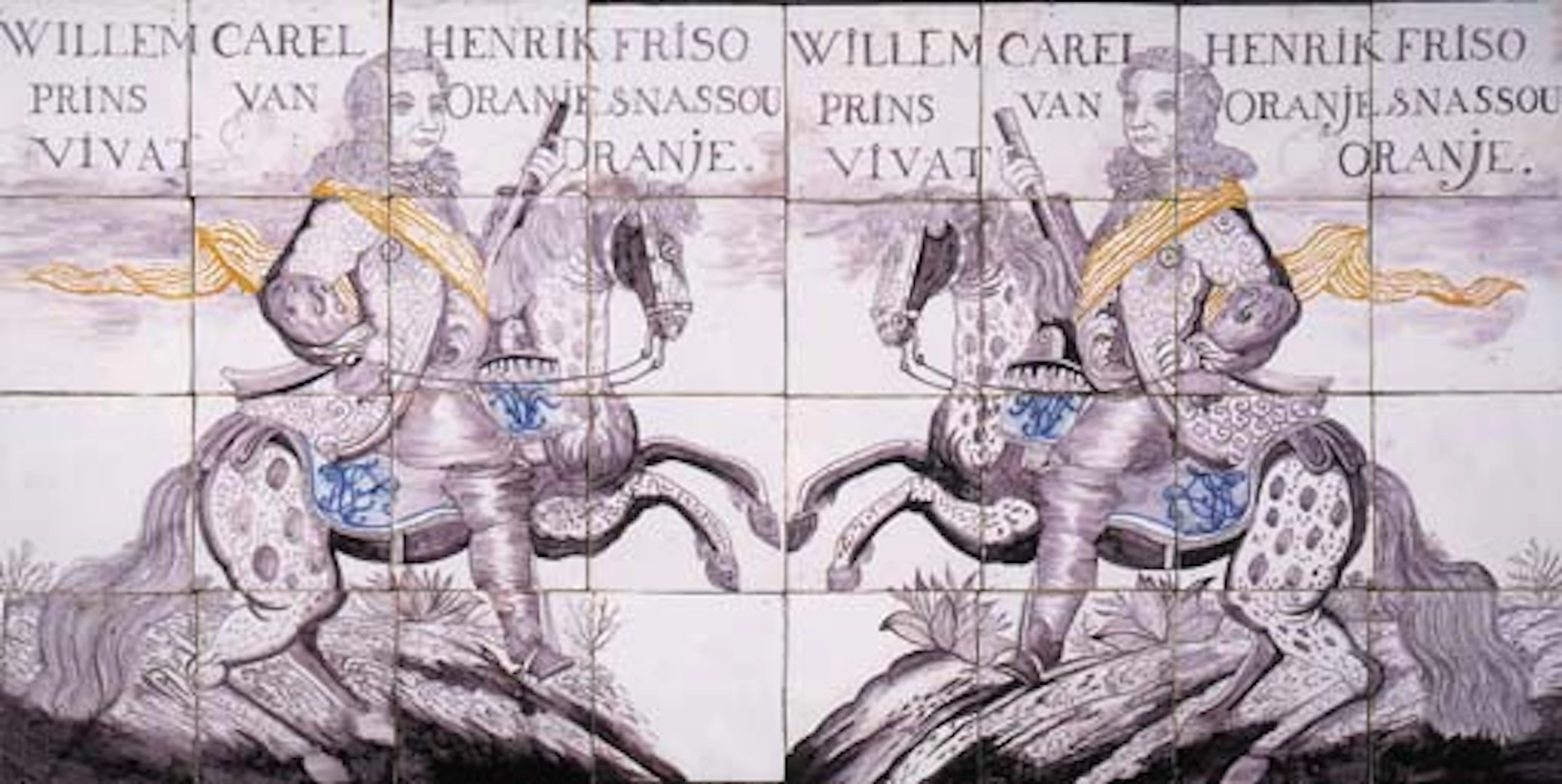 A pair of Dutch Orangist tile pictures