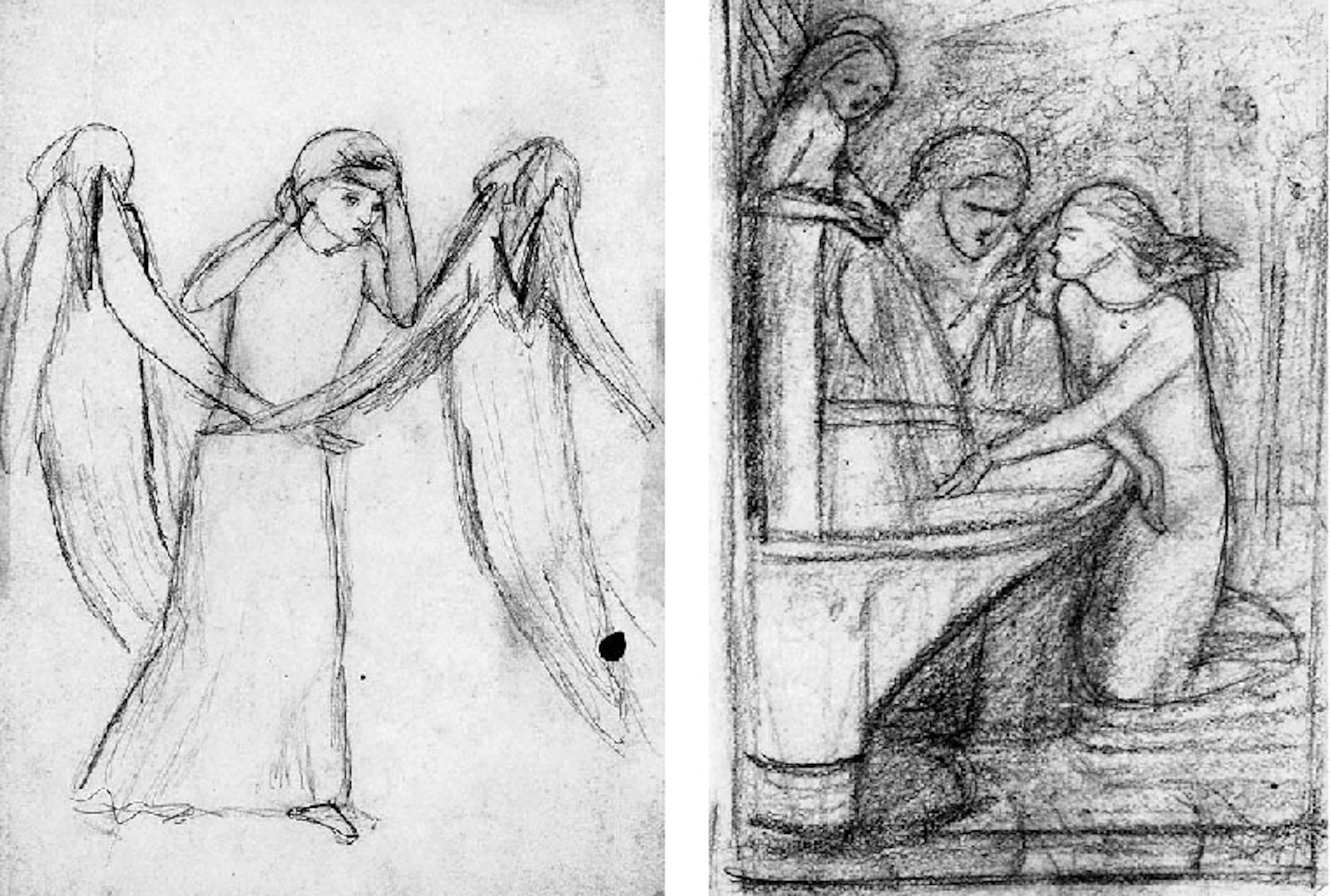 Study for The Ladies' Lament from the ballad of 'Sir Patrick Spens'; and two studies for La Belle Dame sans merci (illustrated)