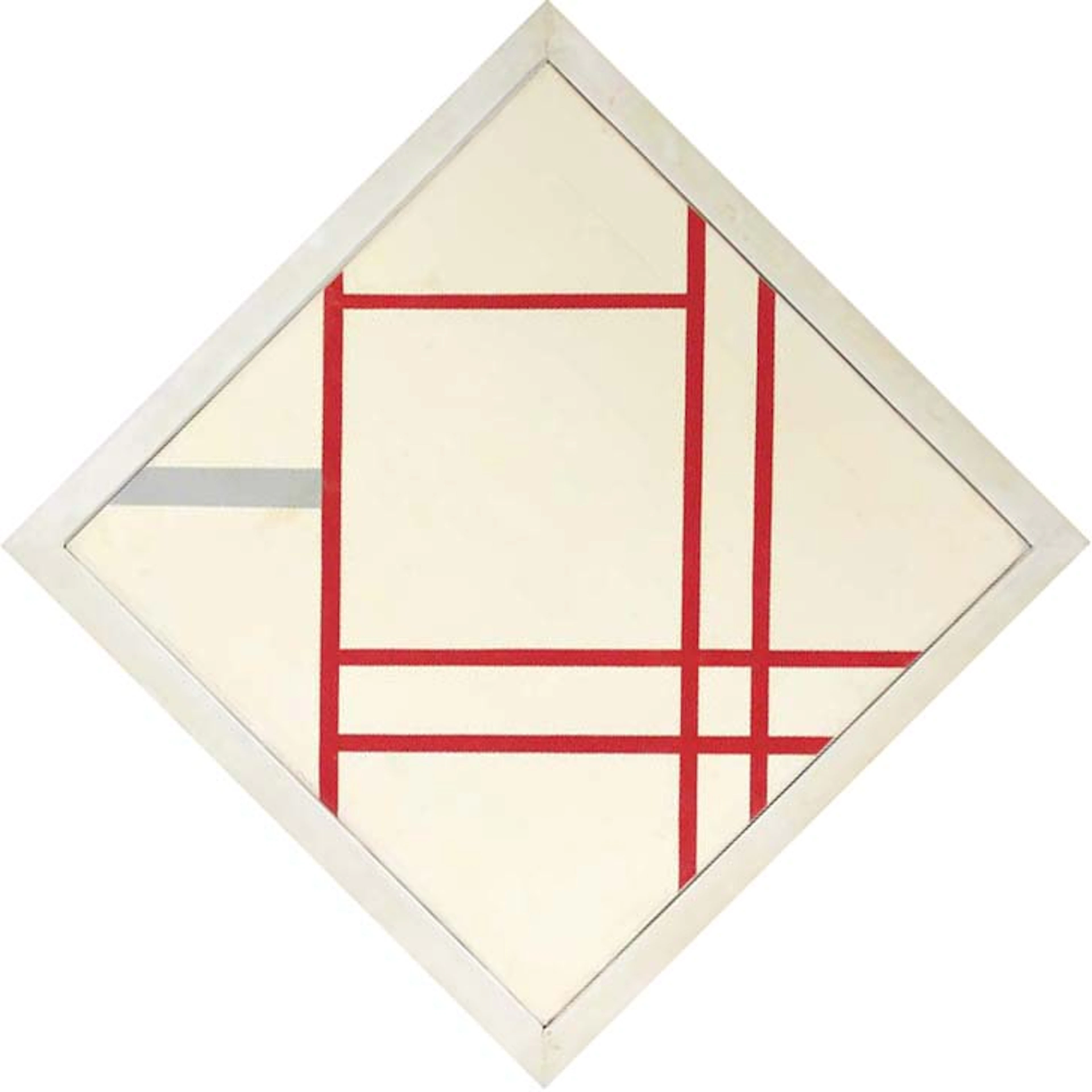 Composition in white, red and grey