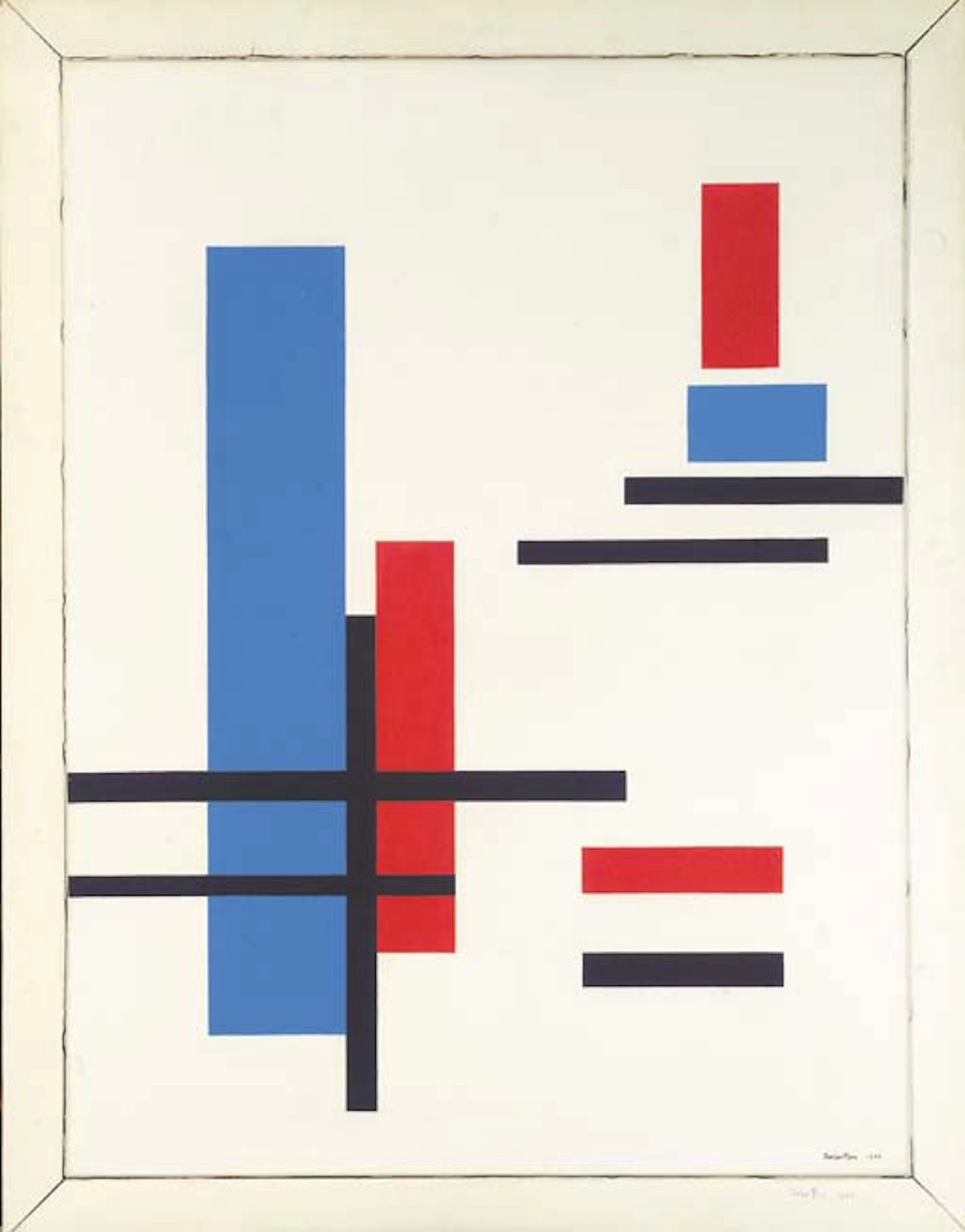 Composition blue, red, black and white