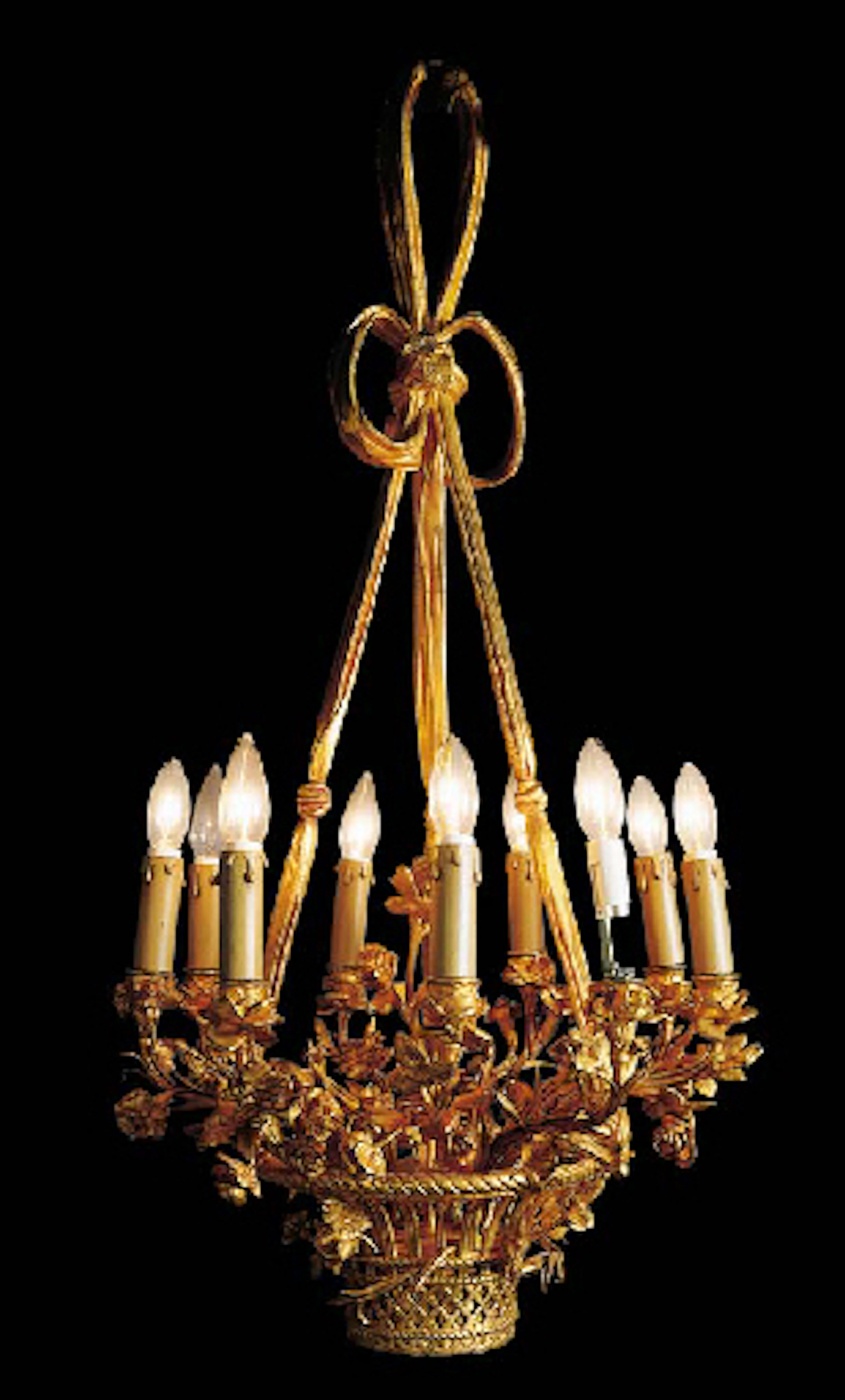 A Louis XVI style ormolu nine-light chandelier