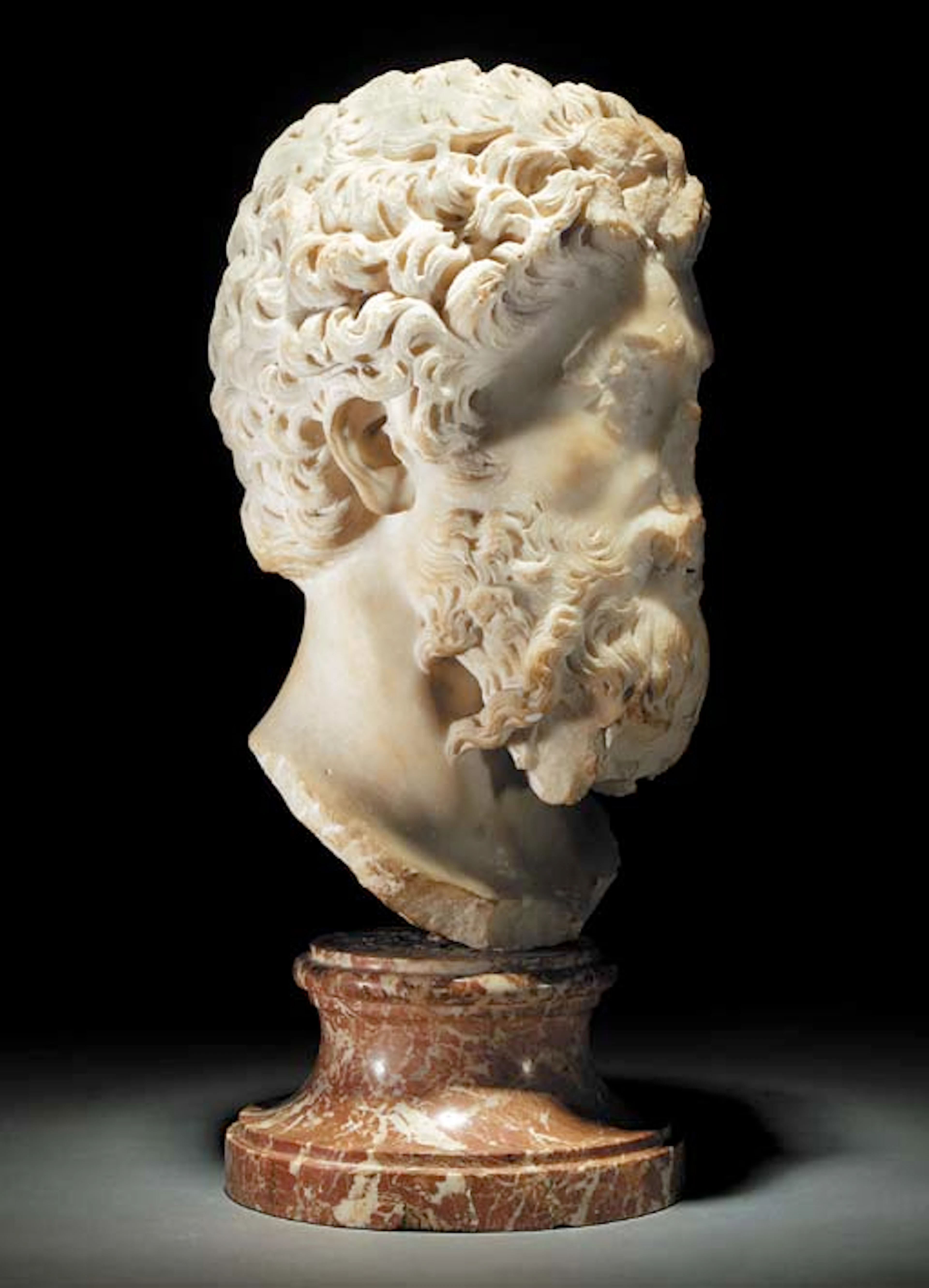 A ROMAN MARBLE PORTRAIT HEAD OF THE EMPEROR MARCUS AURELIUS (161-180 A.D.)