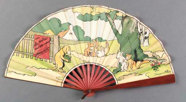 An advertising fan signed Benjamin Rabier,