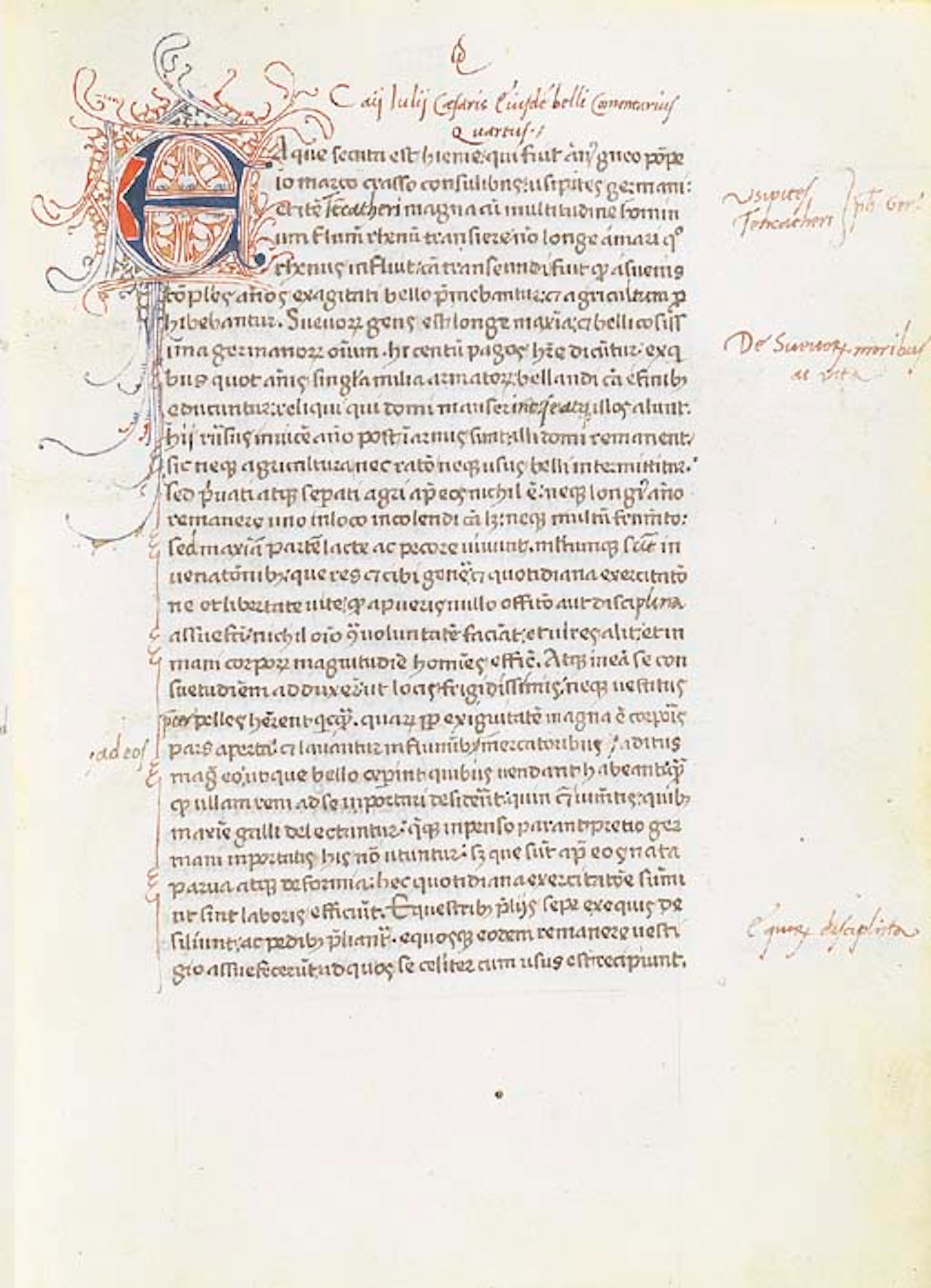 CESARE, Caio Giulio. De bello Gallico. MANOSCRITTO SU PERGAMENA.