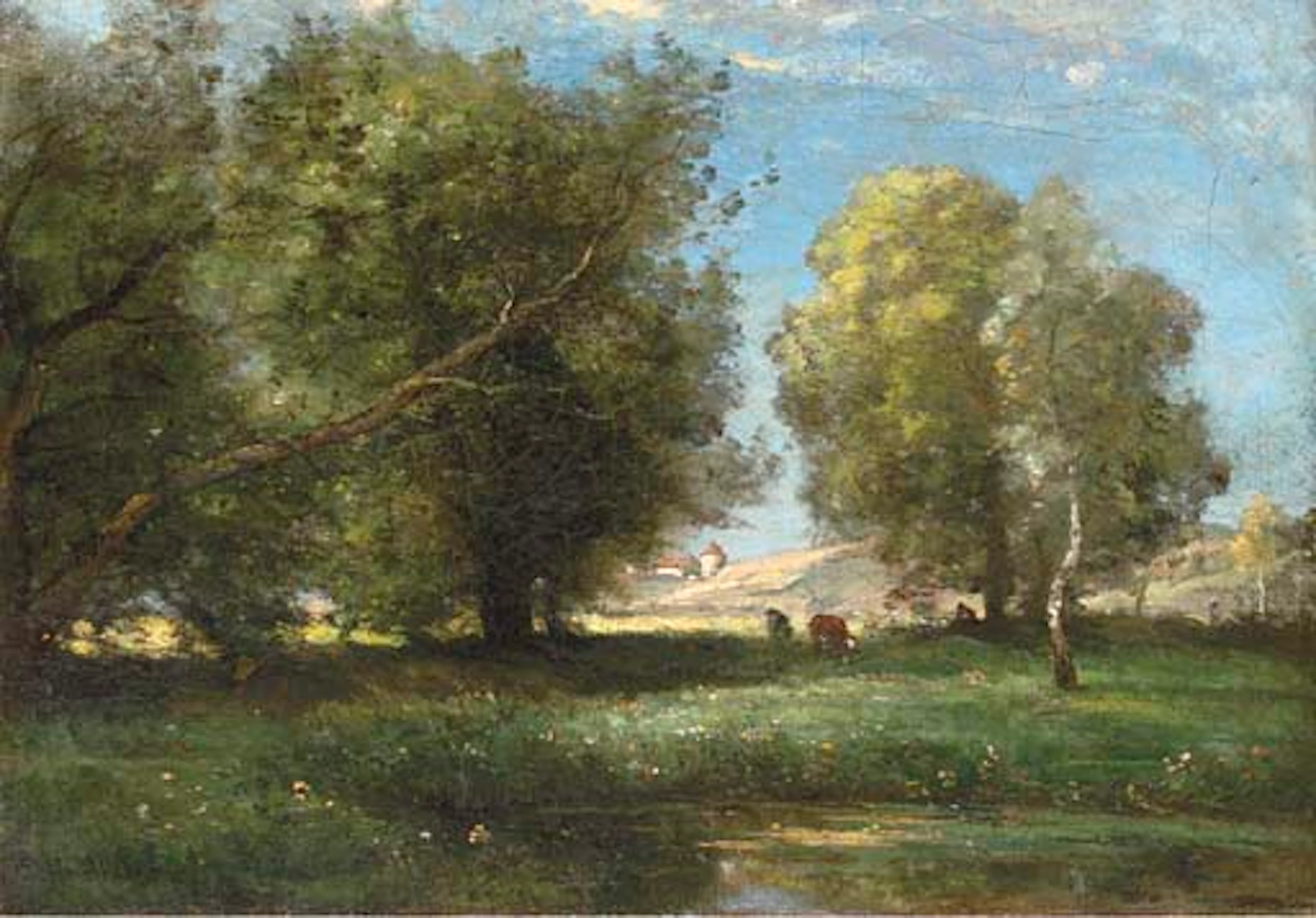 Cattle in a sunlit meadow