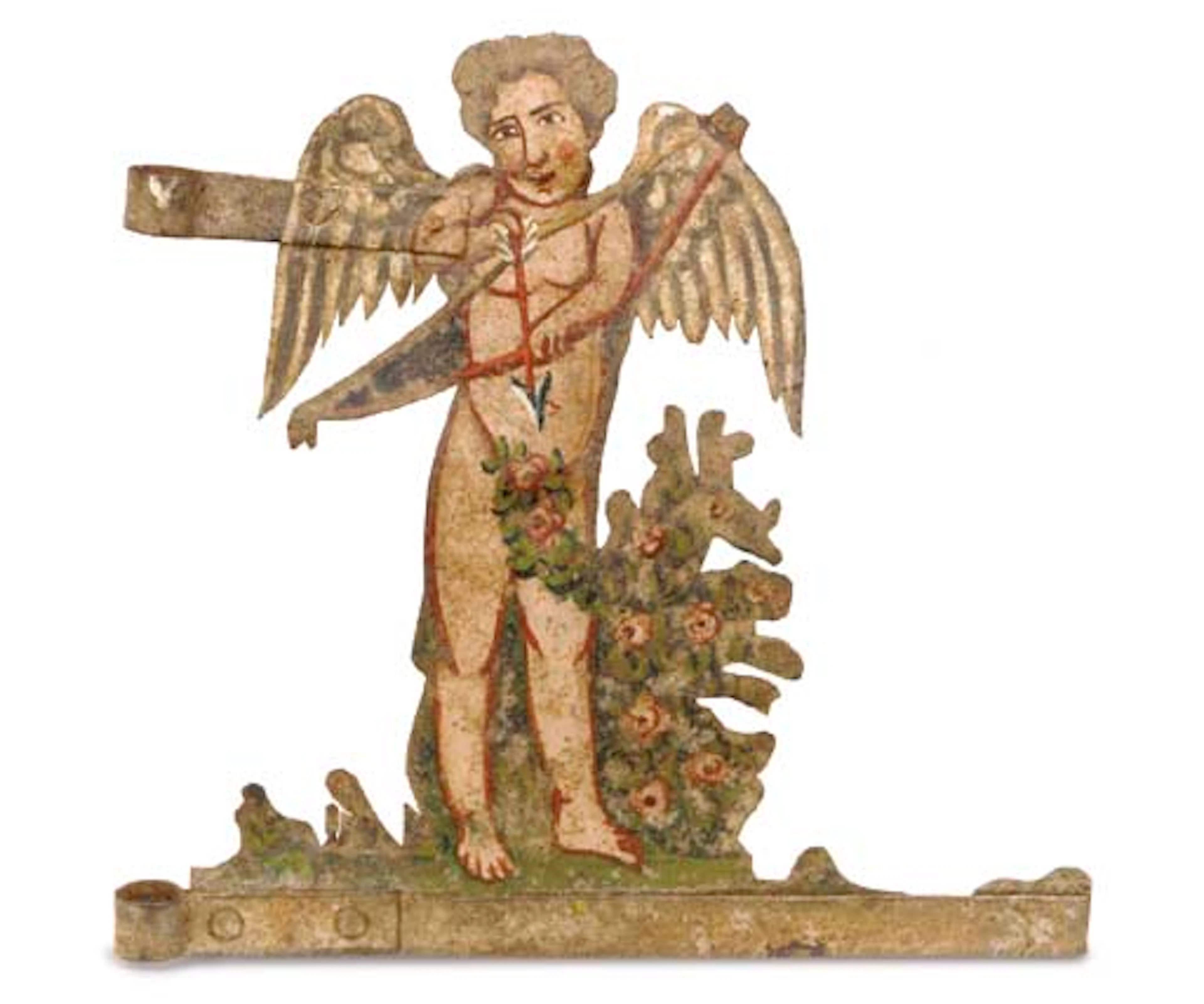 A North European painted sheet iron weather vane indicator