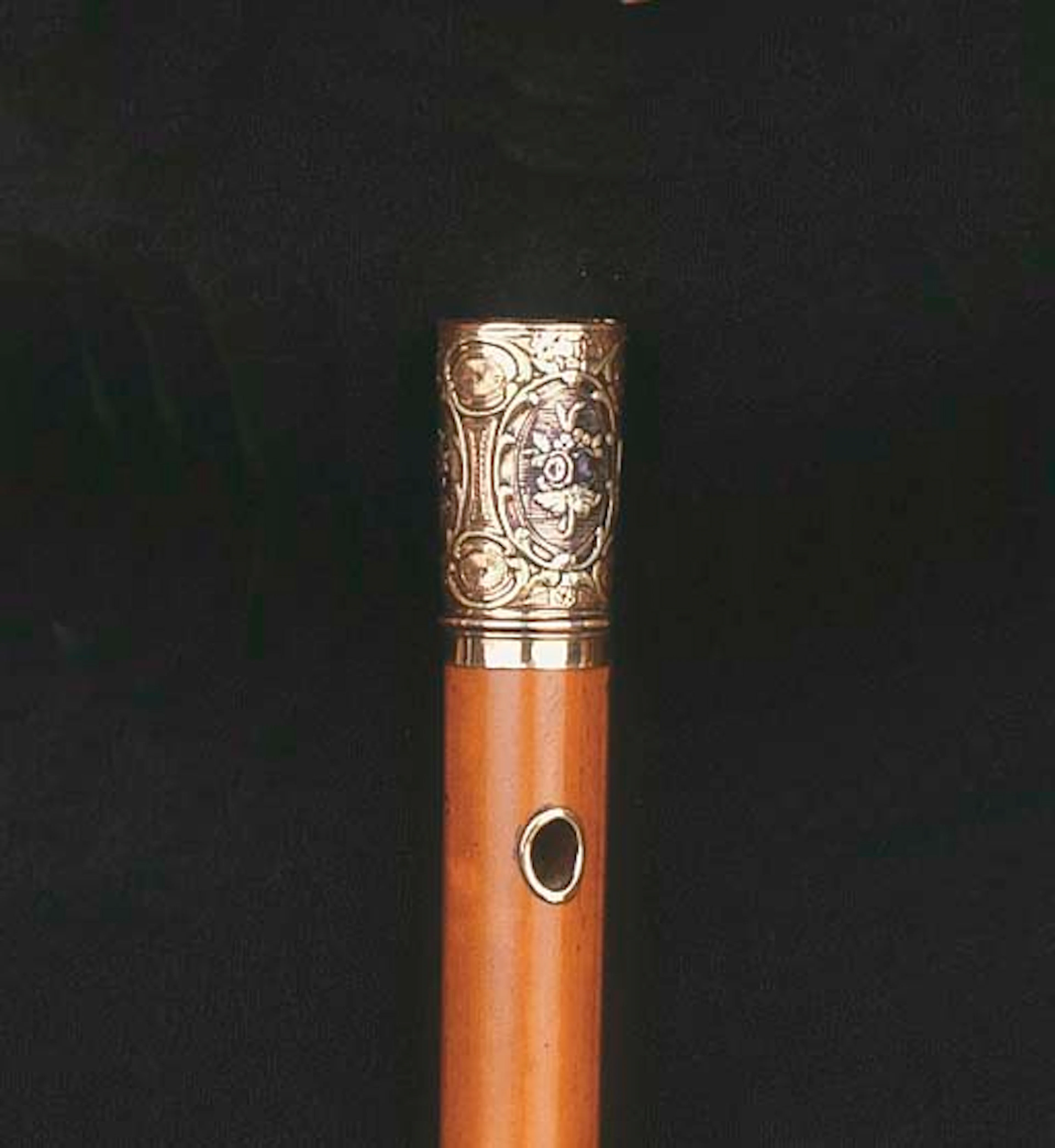 A French Louis XVI four-colour gold cane-handle