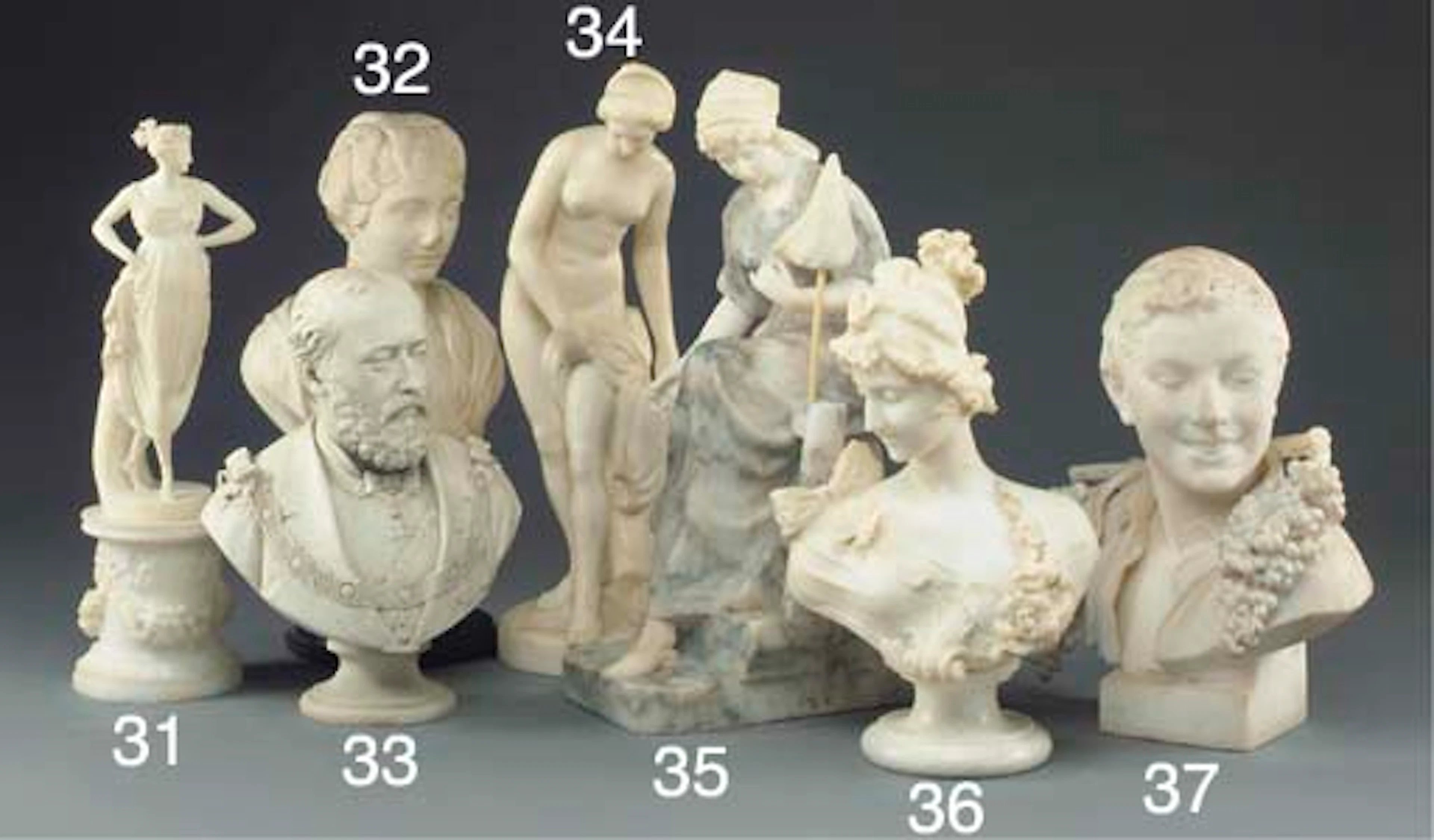 A Continental sculpted white marble model of Venus
