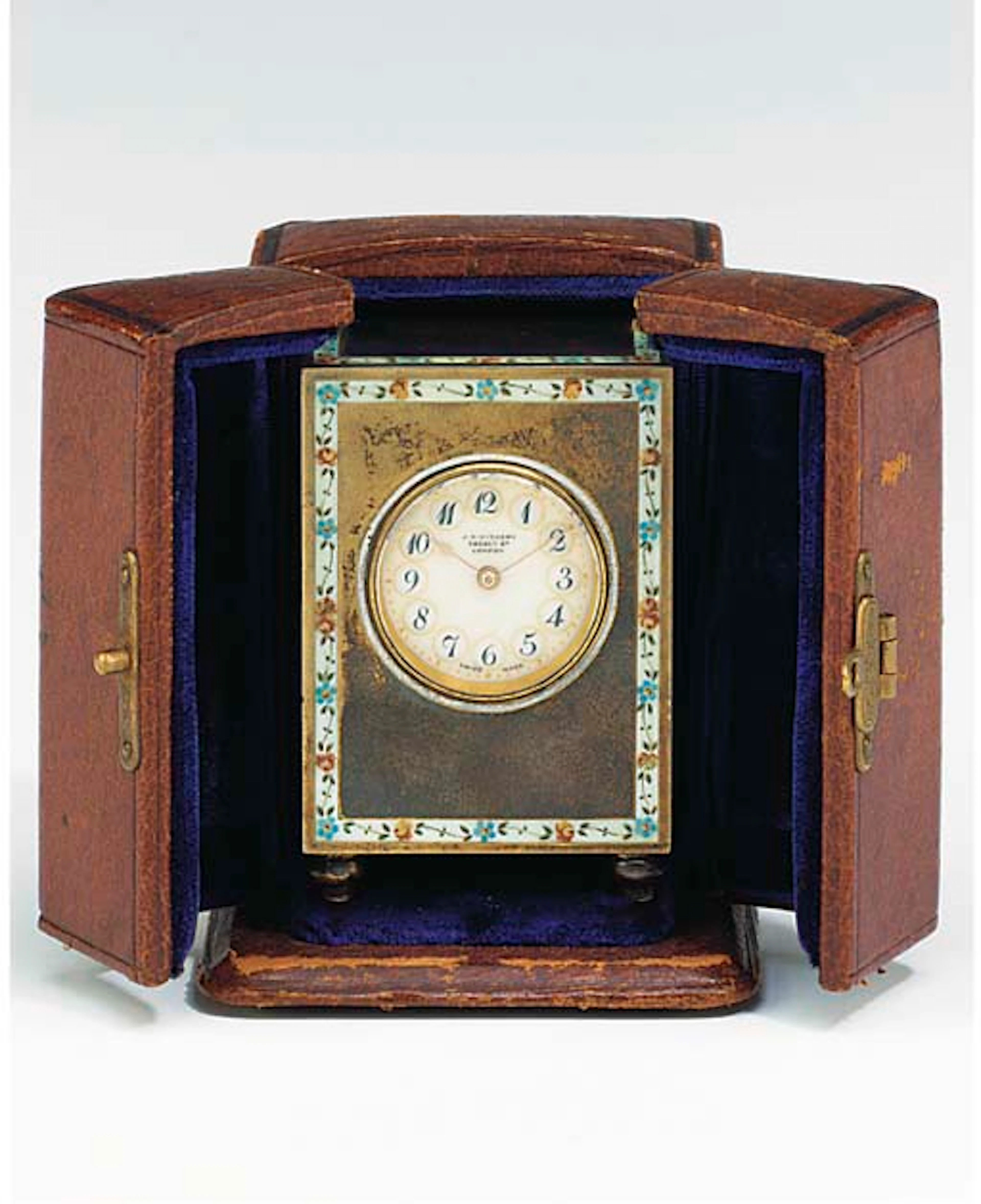A Swiss silver and enamel miniature travel timepiece, early 20th century