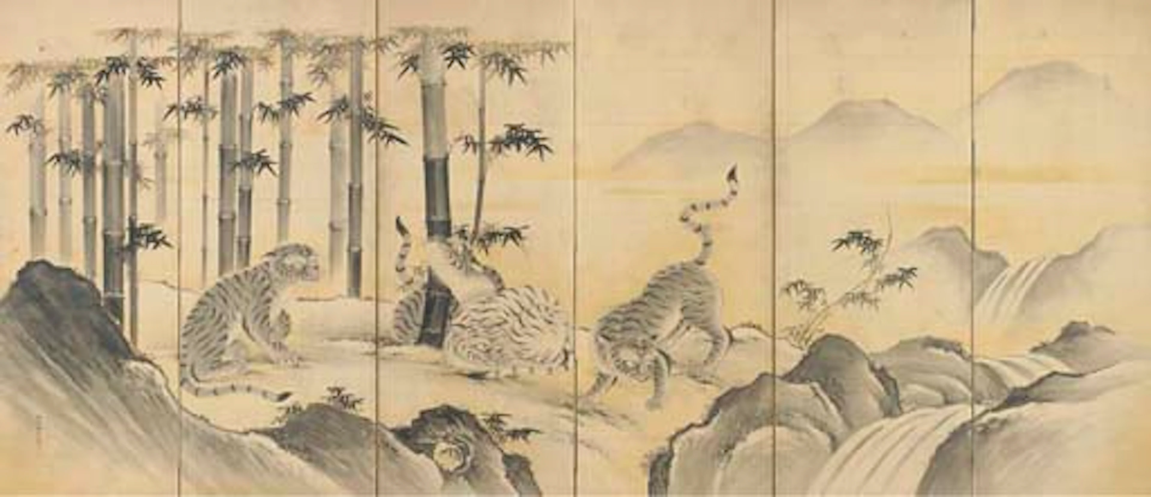 Tigers in a bamboo grove