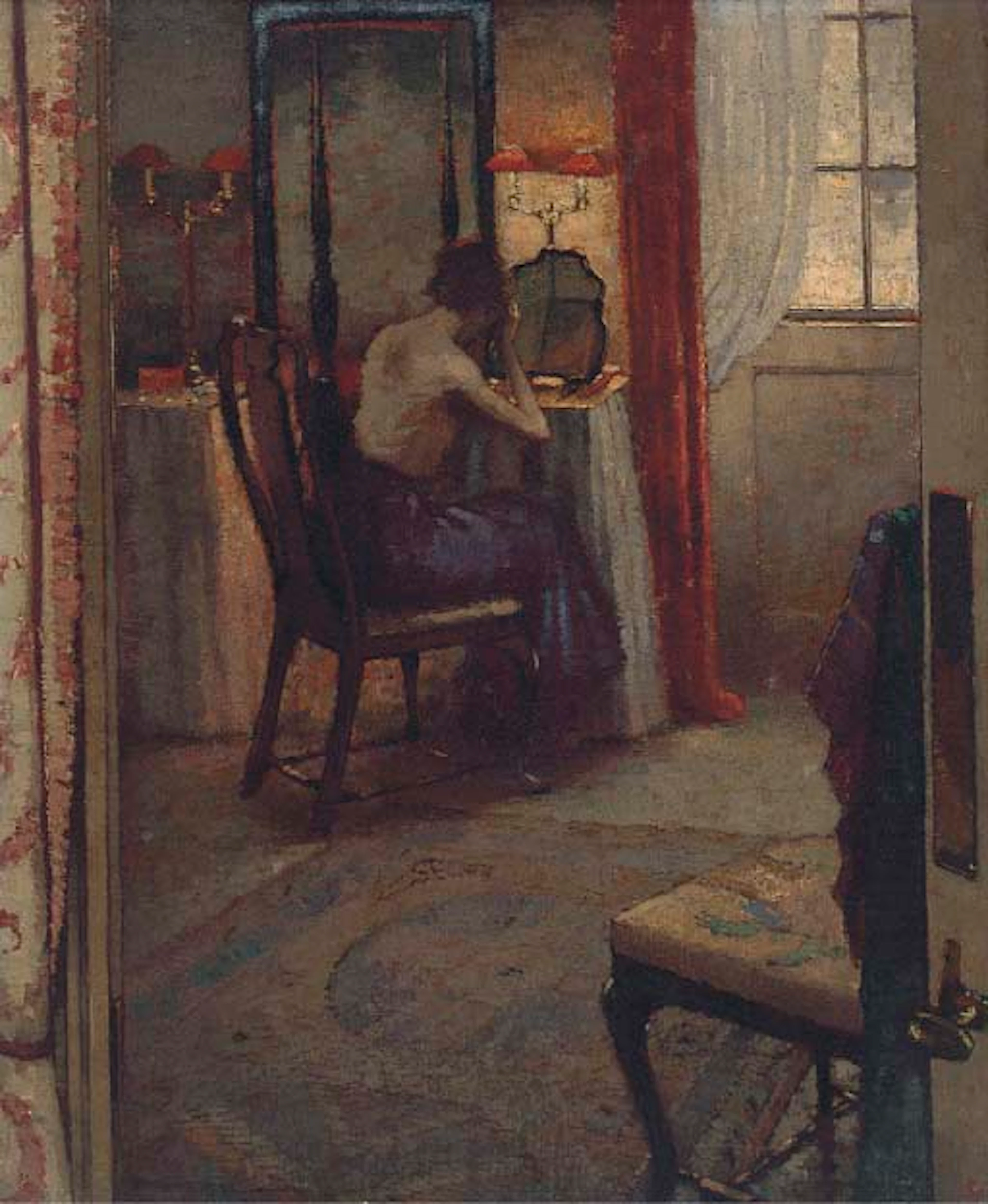 Woman at a dressing table