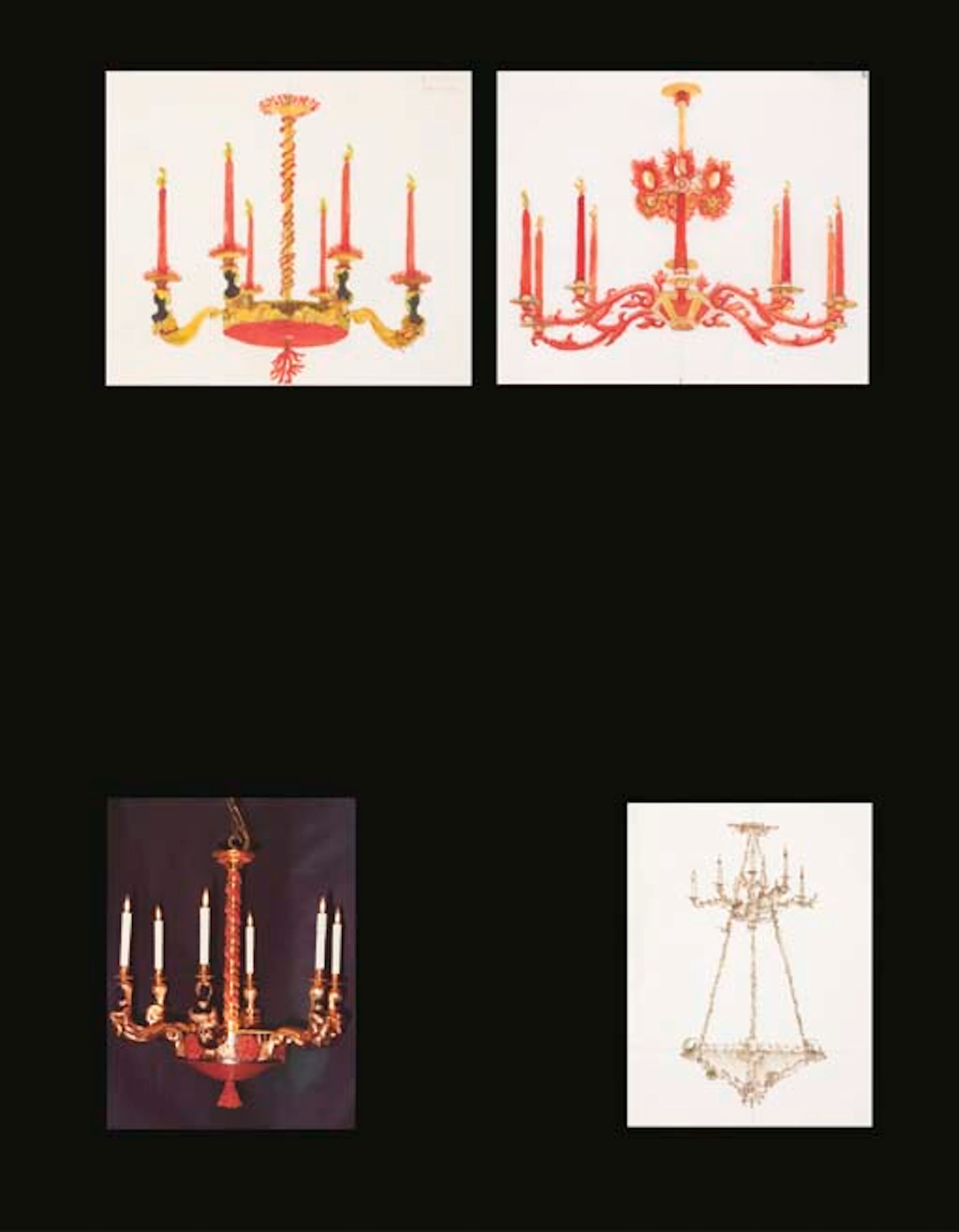 QUATRE PROJETS DE LUSTRES EN CORAIL ET COQUILLAGES