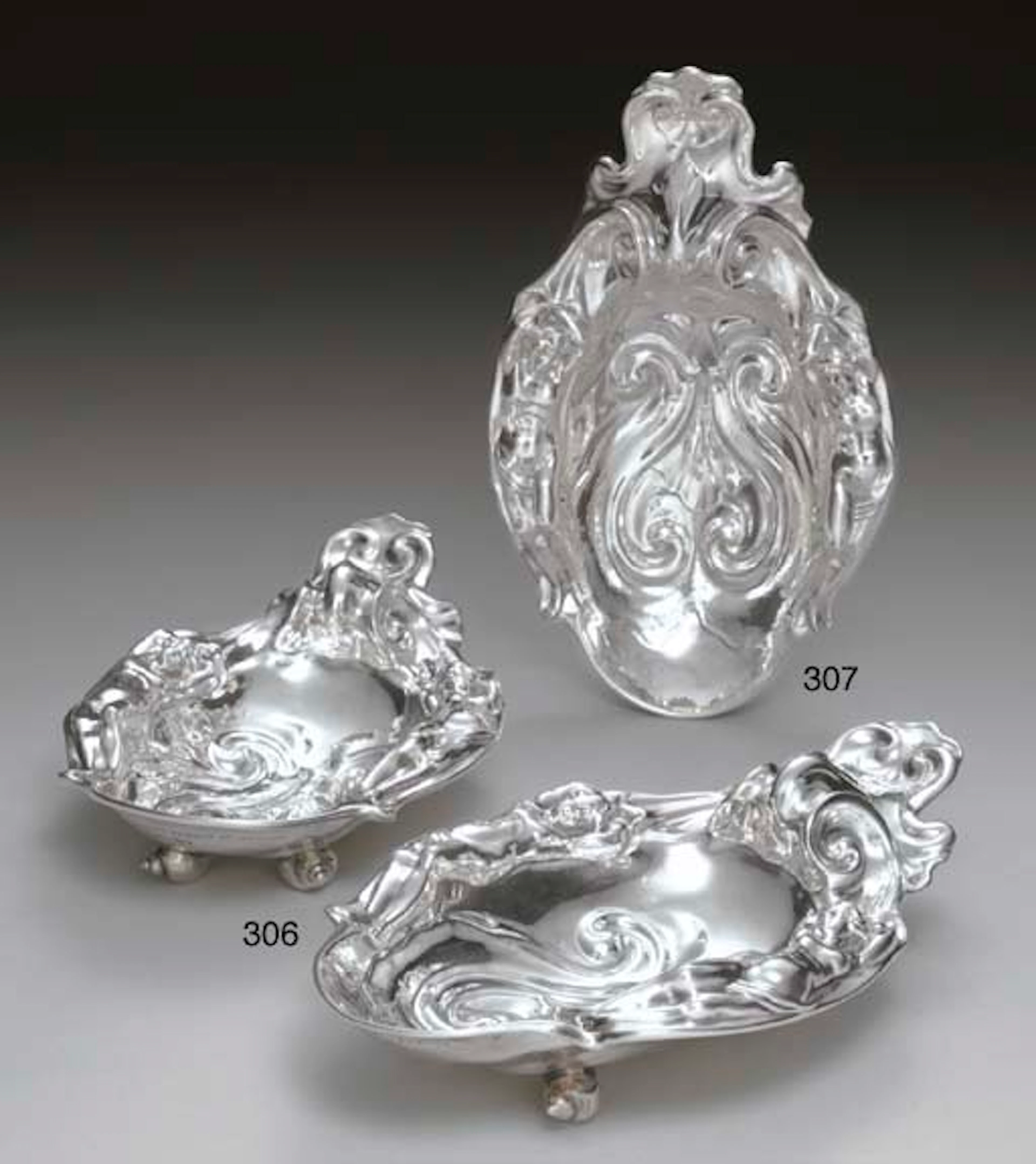 A PAIR OF VICTORIAN SILVER DISHES AFTER CHRISTIAN VAN VIANEN