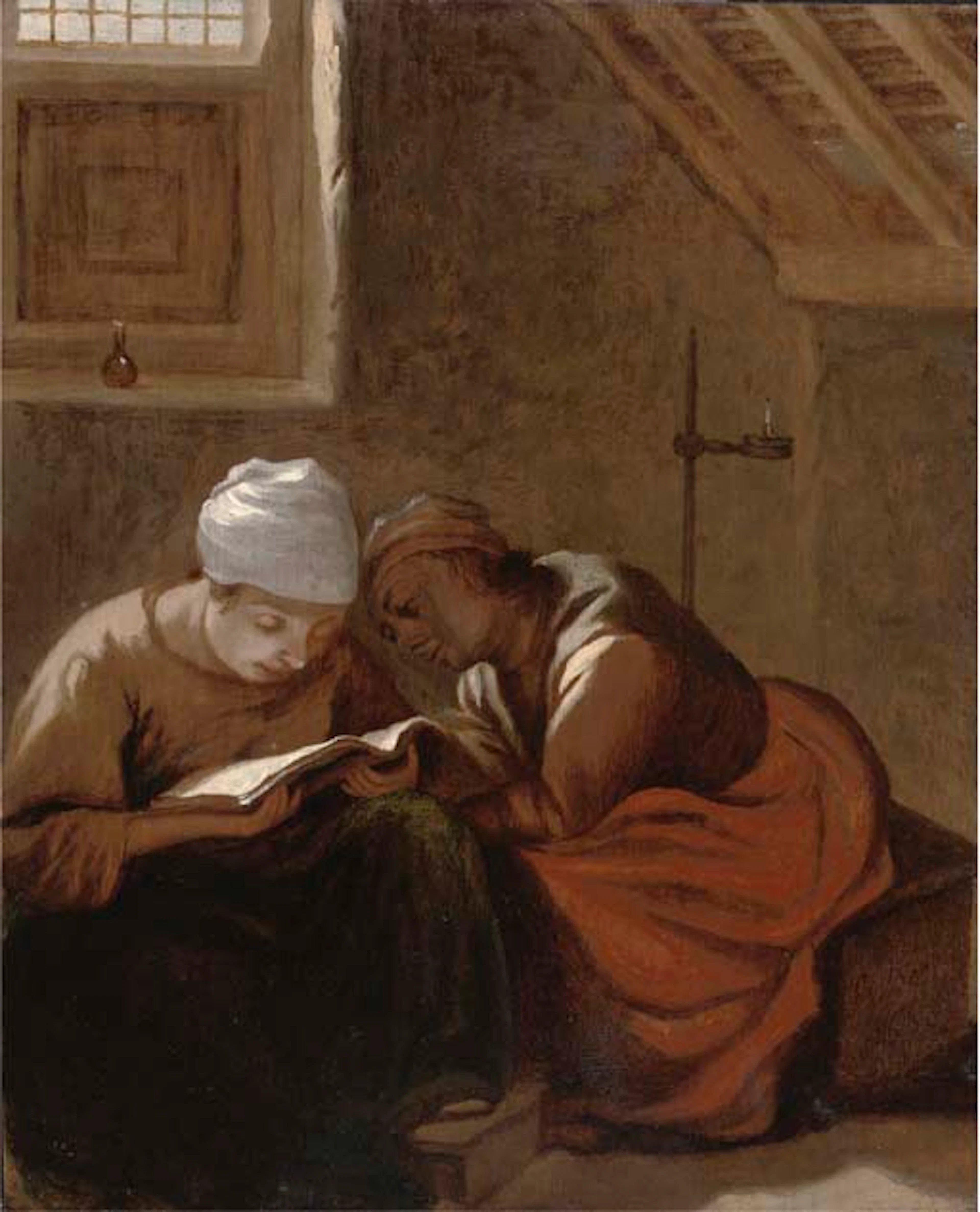 Two women reading in an interior